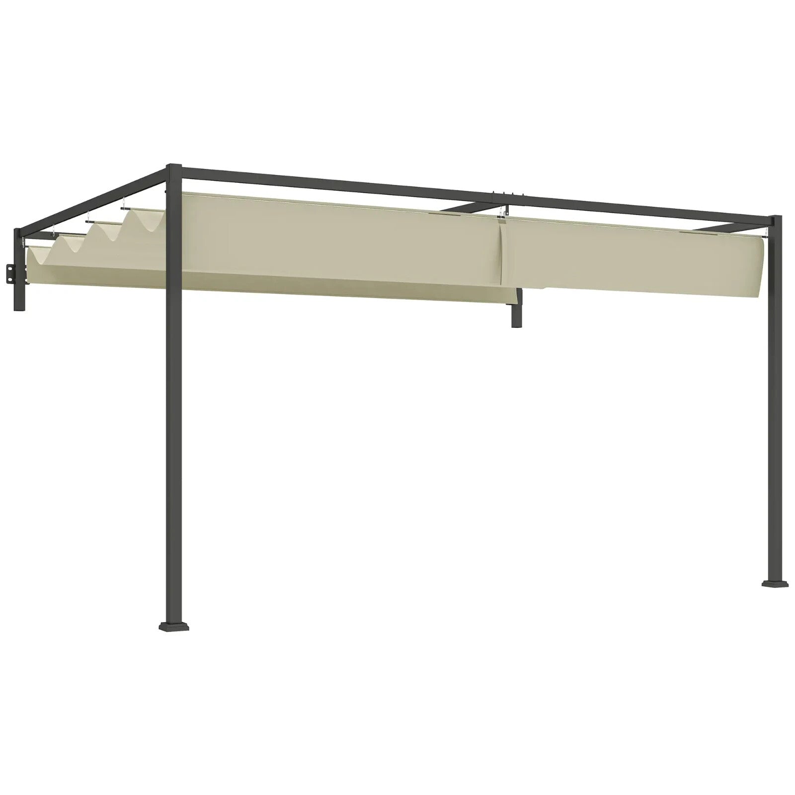 3 × 4m Lean To Steel Pergola with Retractable Fabric Canopy for Garden or Patio - Home and Garden Furniture Shop - rustic - furniture