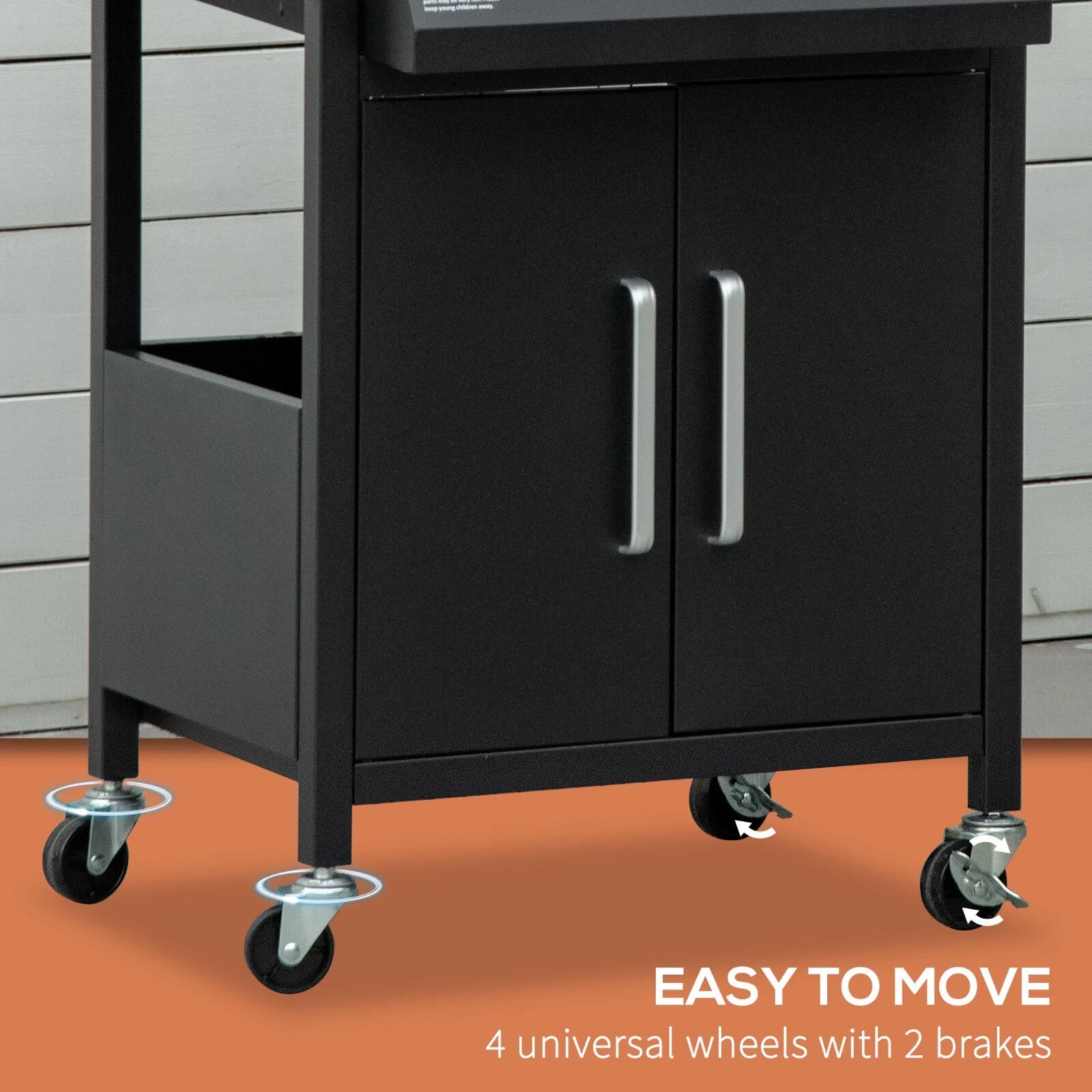 3 Burner Gas BBQ Grill Trolley with Warming Rack and Storage Cabinet Thermometer - Home and Garden Furniture Shop - rustic - furniture