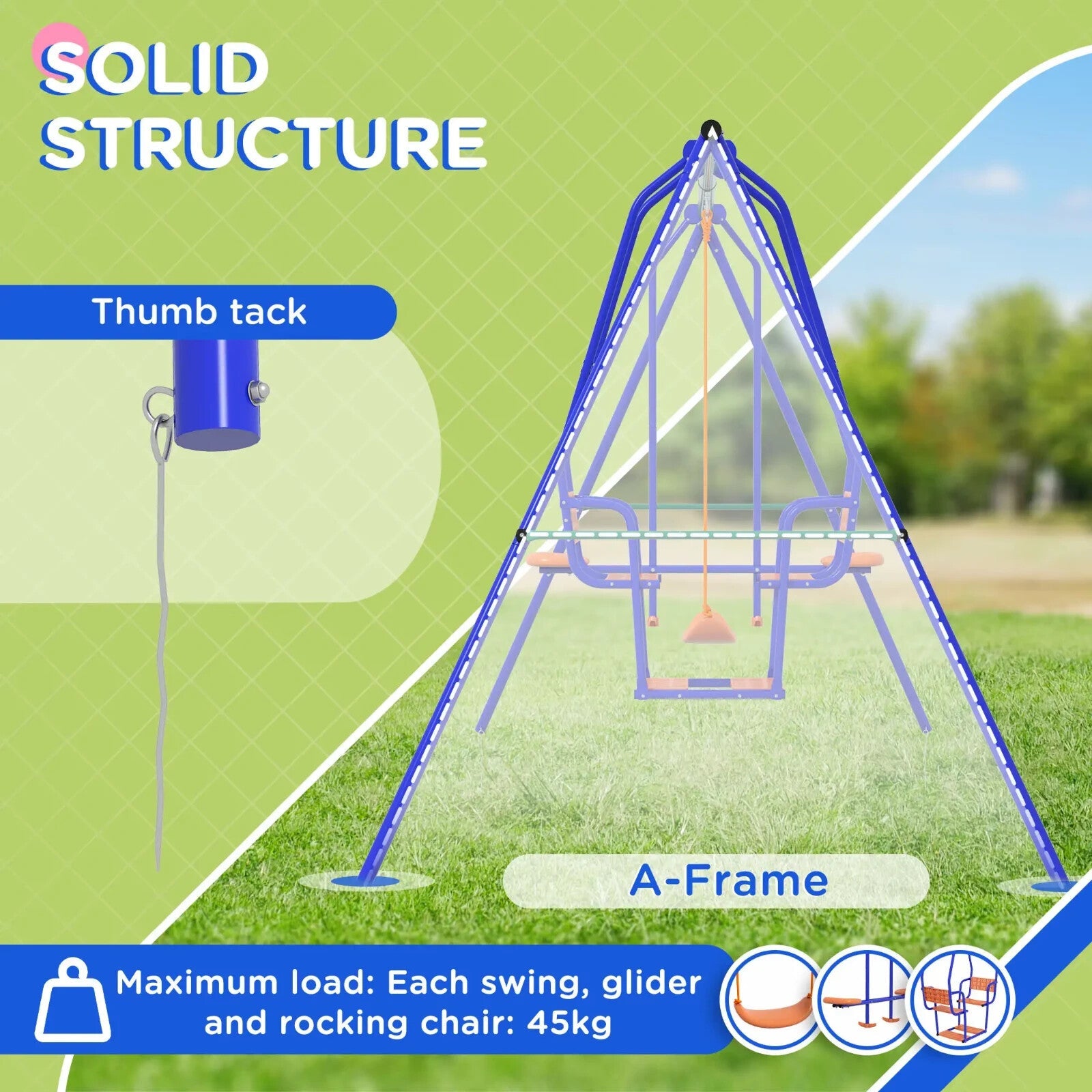 3 in 1 Metal Kids Swing Set with Glider Rocking Chair & Outdoor Swing for Garden - Home and Garden Furniture Shop - rustic - furniture
