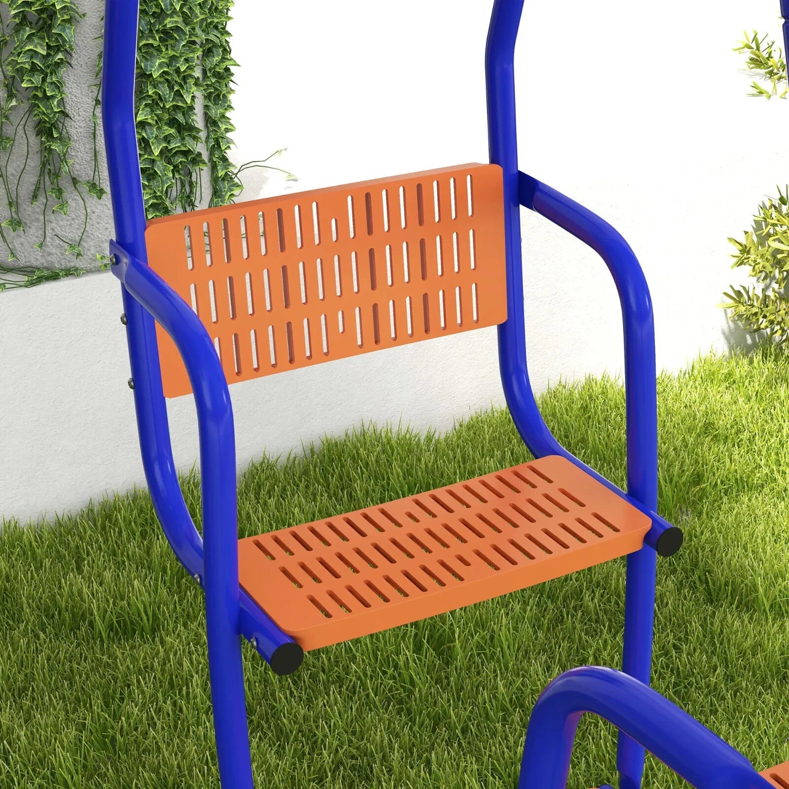 3 in 1 Metal Kids Swing Set with Glider Rocking Chair & Outdoor Swing for Garden - Home and Garden Furniture Shop - rustic - furniture