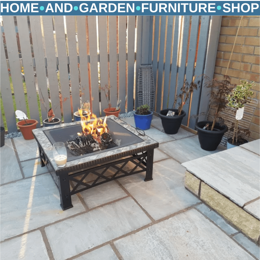 3 - in - 1 Outdoor Fire Pit Table Square Wood Burning Firepit Brazier BBQ Grill - Home and Garden Furniture Shop - rustic - furniture