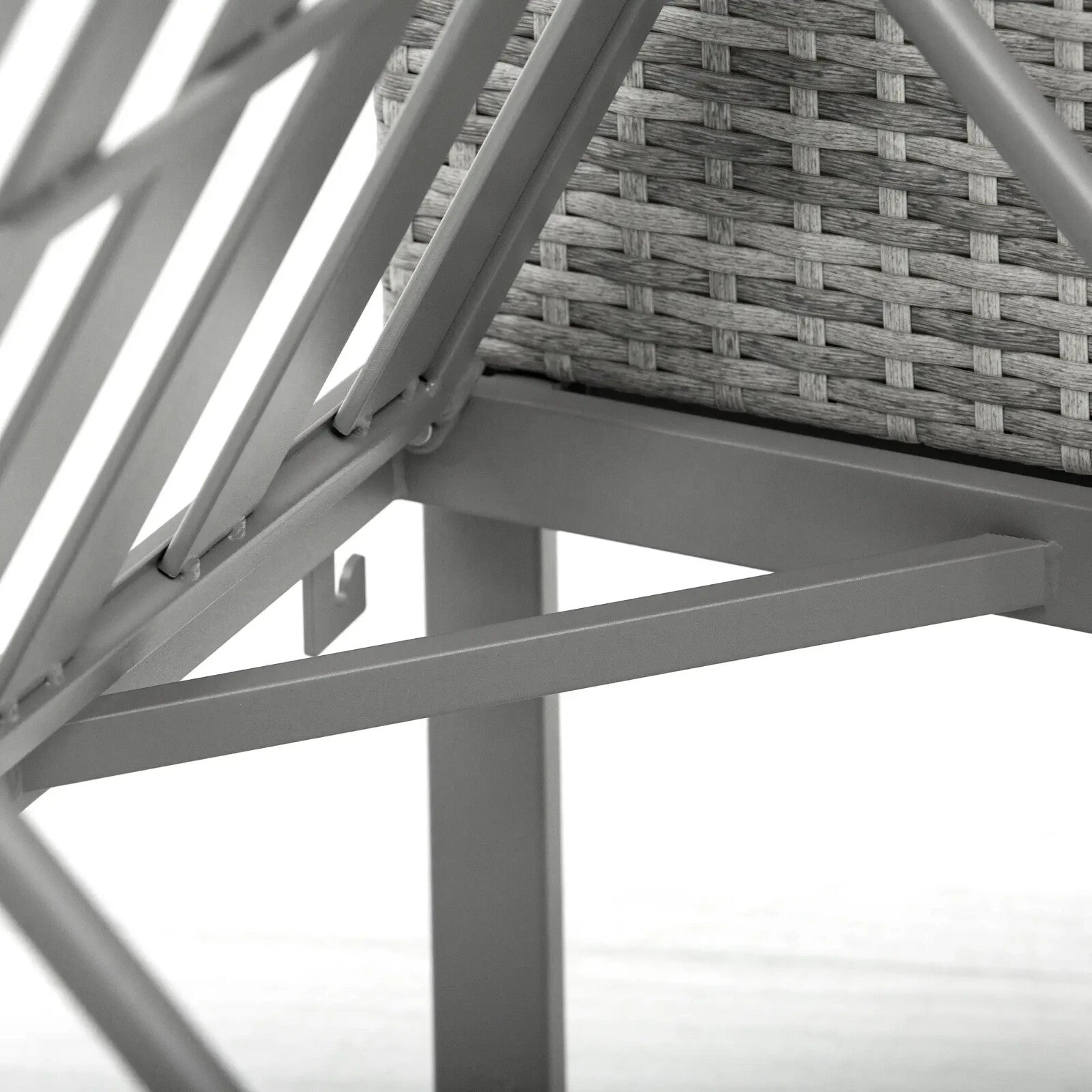 3 - in - 1 Rattan Bistro Set Wicker Garden Furniture with 2 - level Rising Table Grey - Home and Garden Furniture Shop - rustic - furniture