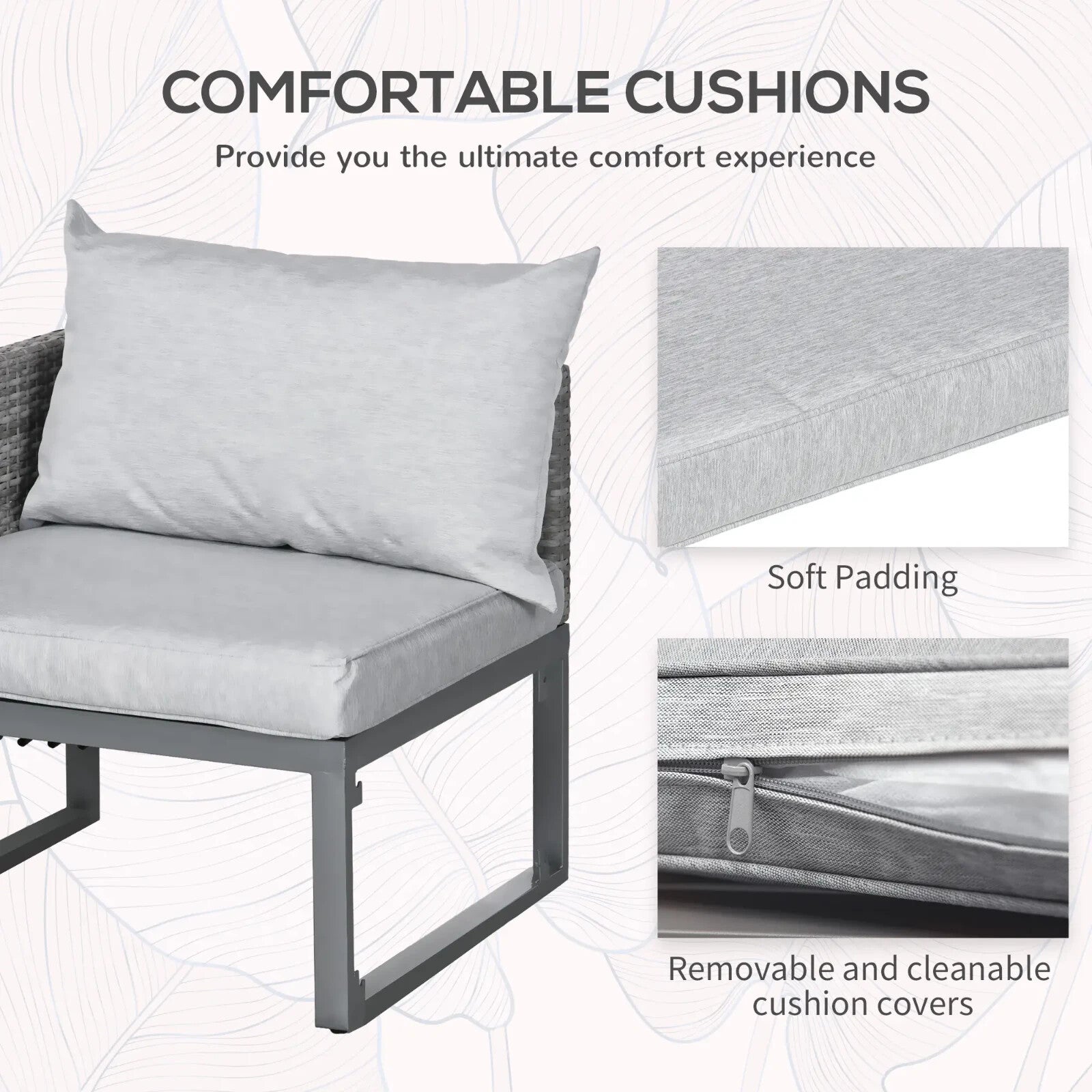 3 - in - 1 Rattan Bistro Set Wicker Garden Furniture with 2 - level Rising Table Grey - Home and Garden Furniture Shop - rustic - furniture