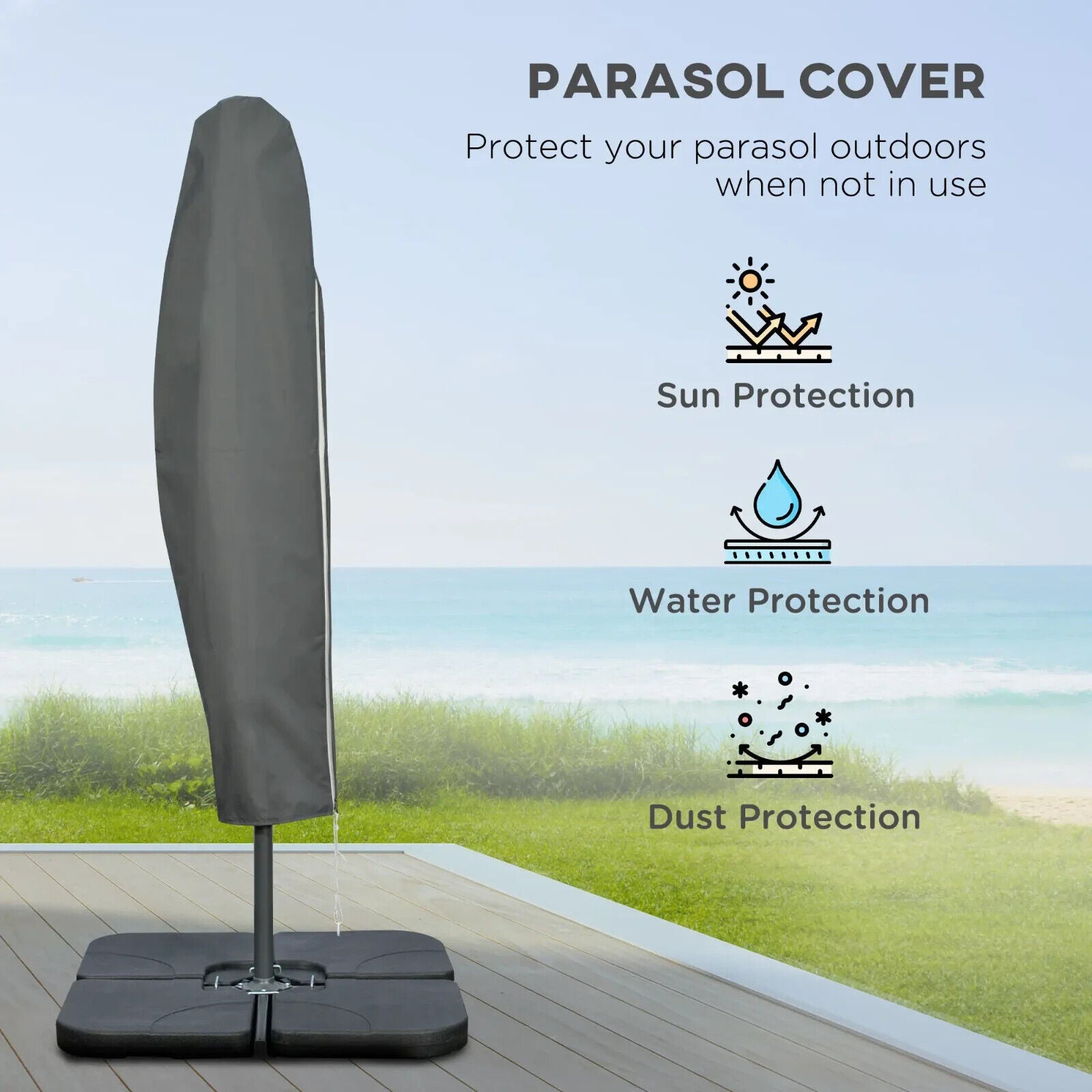 3 m Garden Banana Parasol Cantilever Umbrella with Crank Handle Base and Cover - Home and Garden Furniture Shop - #rustic - furniture#