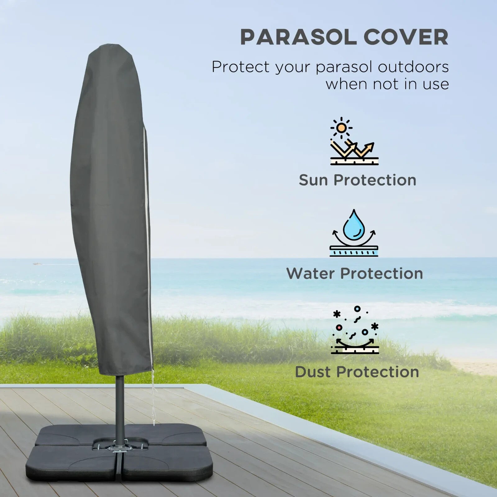 3 m Garden Banana Parasol Cantilever Umbrella with Crank Handle Base and Cover - Home and Garden Furniture Shop - rustic - furniture