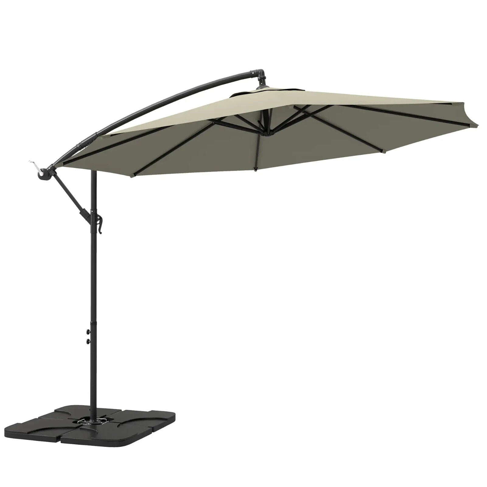 3 m Garden Banana Parasol Cantilever Umbrella with Crank Handle Base and Cover - Home and Garden Furniture Shop - #rustic - furniture#