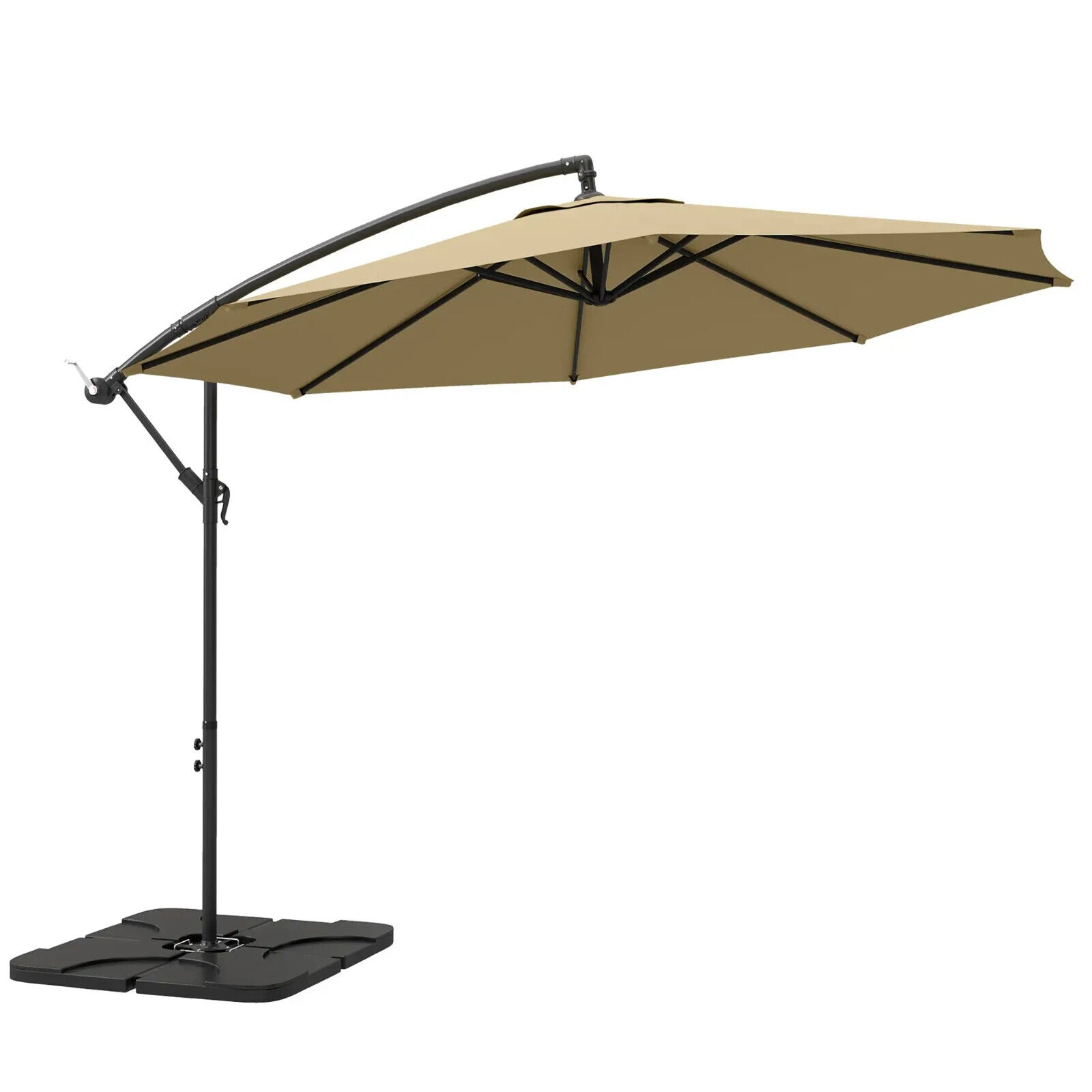 3 m Garden Banana Parasol Cantilever Umbrella with Crank Handle Base and Cover - Home and Garden Furniture Shop - #rustic - furniture#