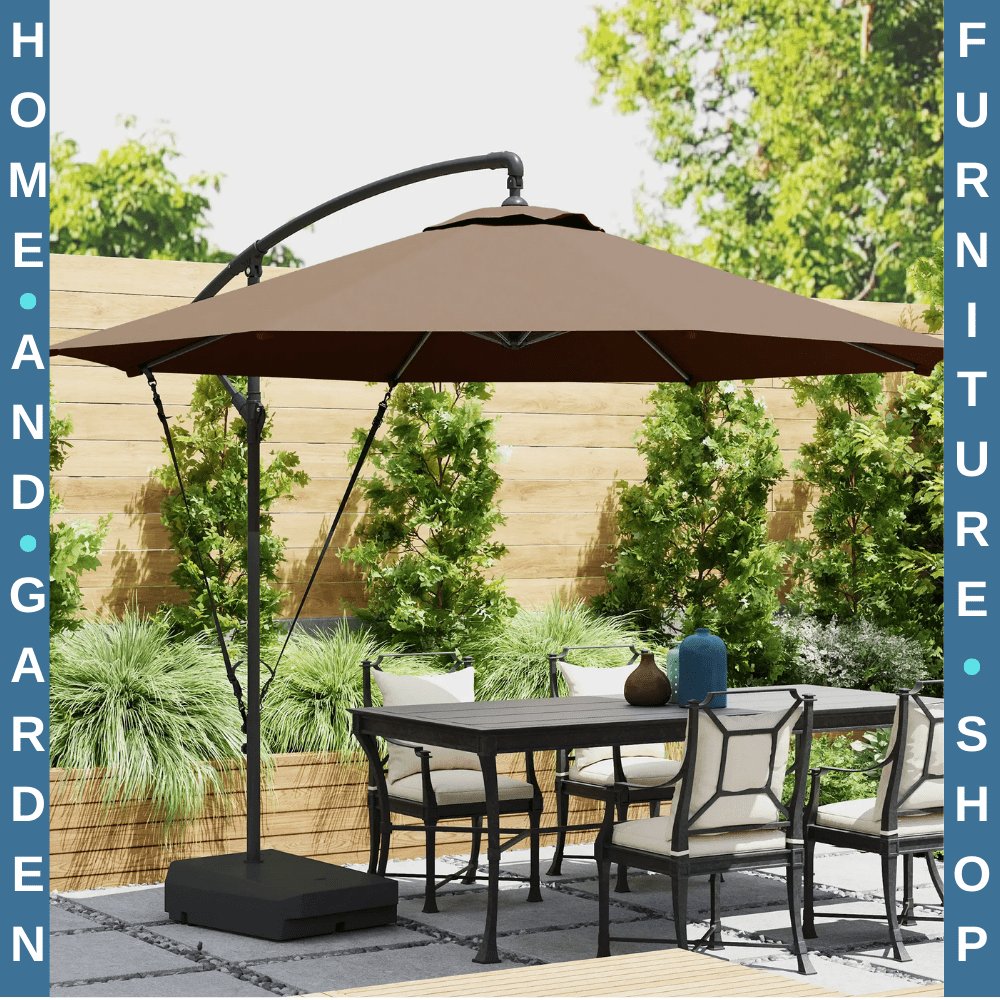 3 m Garden Cantilever Parasol Fillable Base Wind Strap Cover Hanging Umbrella - Home and Garden Furniture Shop - rustic - furniture