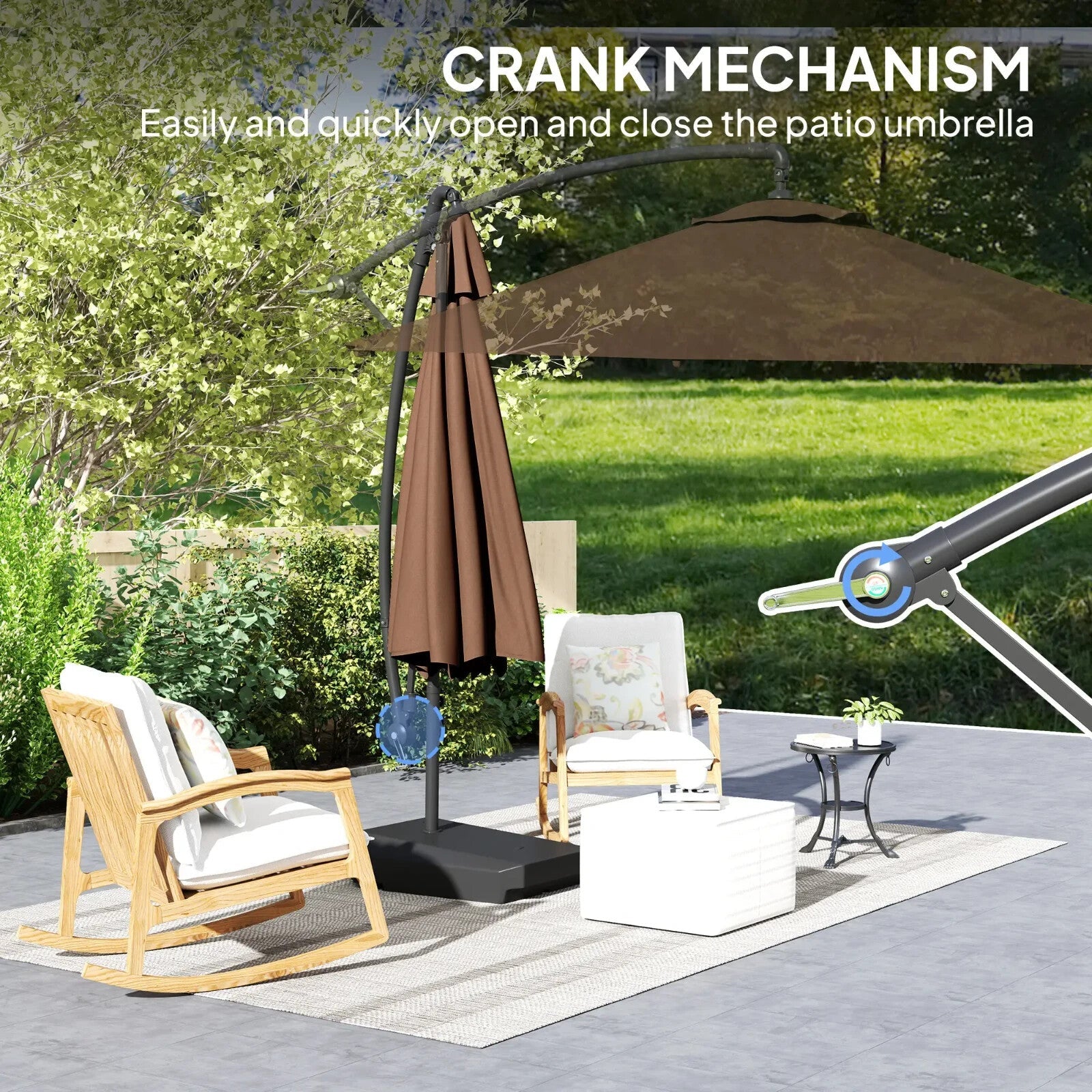 3 m Garden Cantilever Parasol Fillable Base Wind Strap Cover Hanging Umbrella - Home and Garden Furniture Shop - rustic - furniture