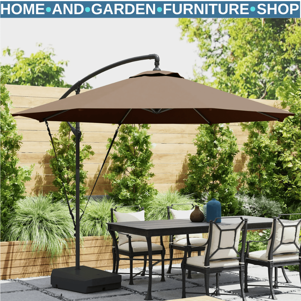 3 m Garden Cantilever Parasol Fillable Base Wind Strap Cover Hanging Umbrella - Home and Garden Furniture Shop - rustic - furniture