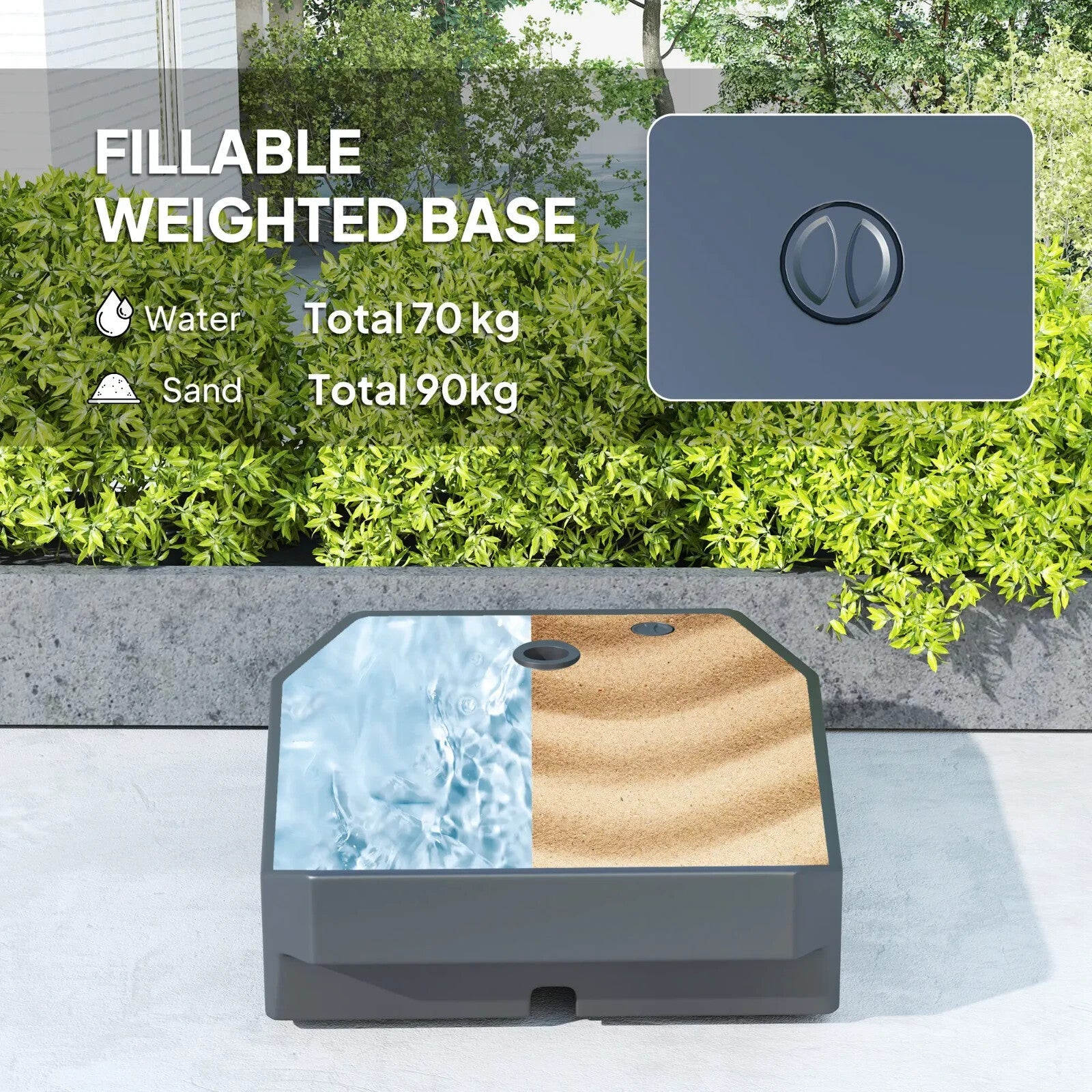 3 m Garden Cantilever Parasol Fillable Base Wind Strap Cover Hanging Umbrella - Home and Garden Furniture Shop - rustic - furniture