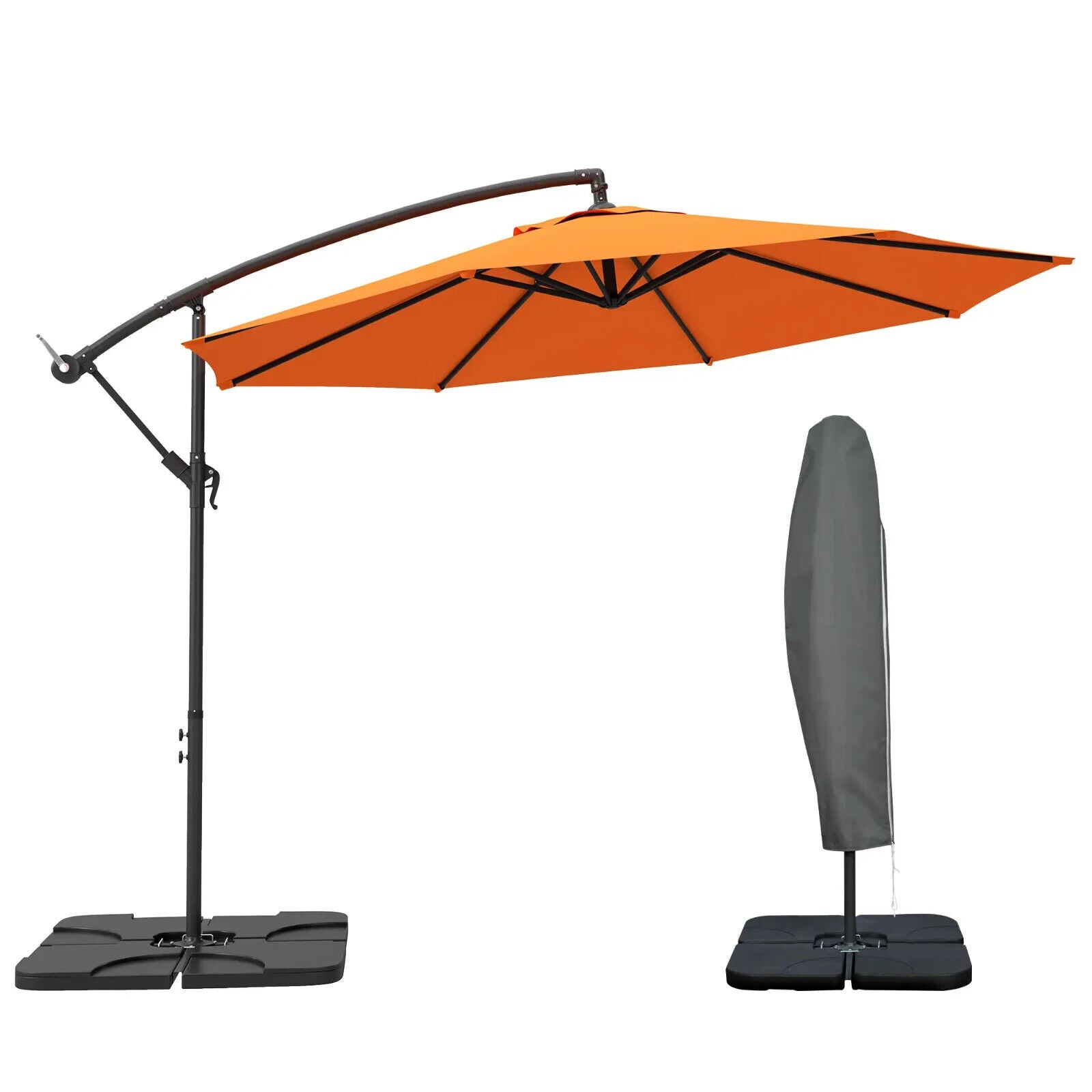 3 m Garden Parasol Cantilever Umbrella with Crank Handle Base and Cover Orange - Home and Garden Furniture Shop - #rustic - furniture#