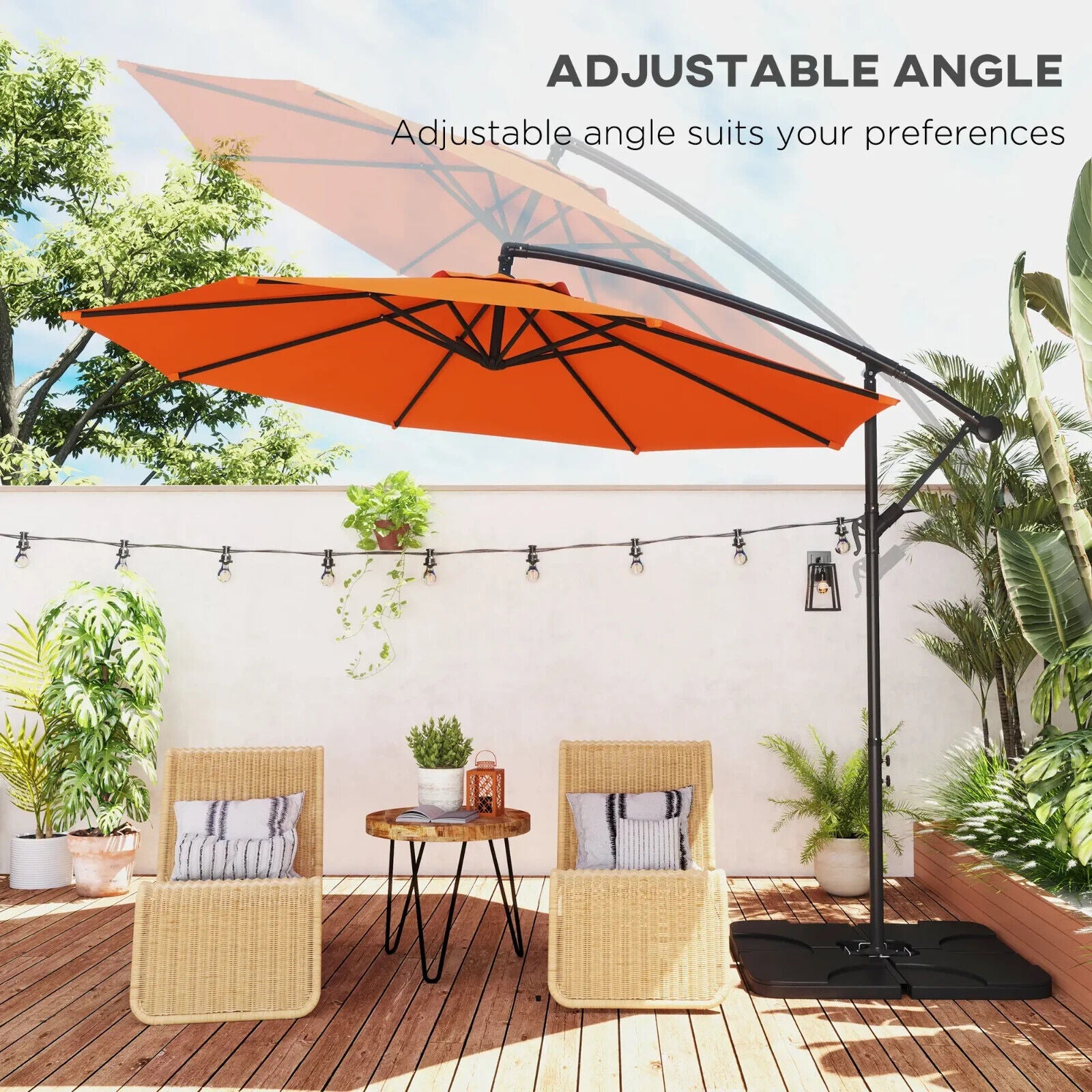 3 m Garden Parasol Cantilever Umbrella with Crank Handle Base and Cover Orange - Home and Garden Furniture Shop - #rustic - furniture#