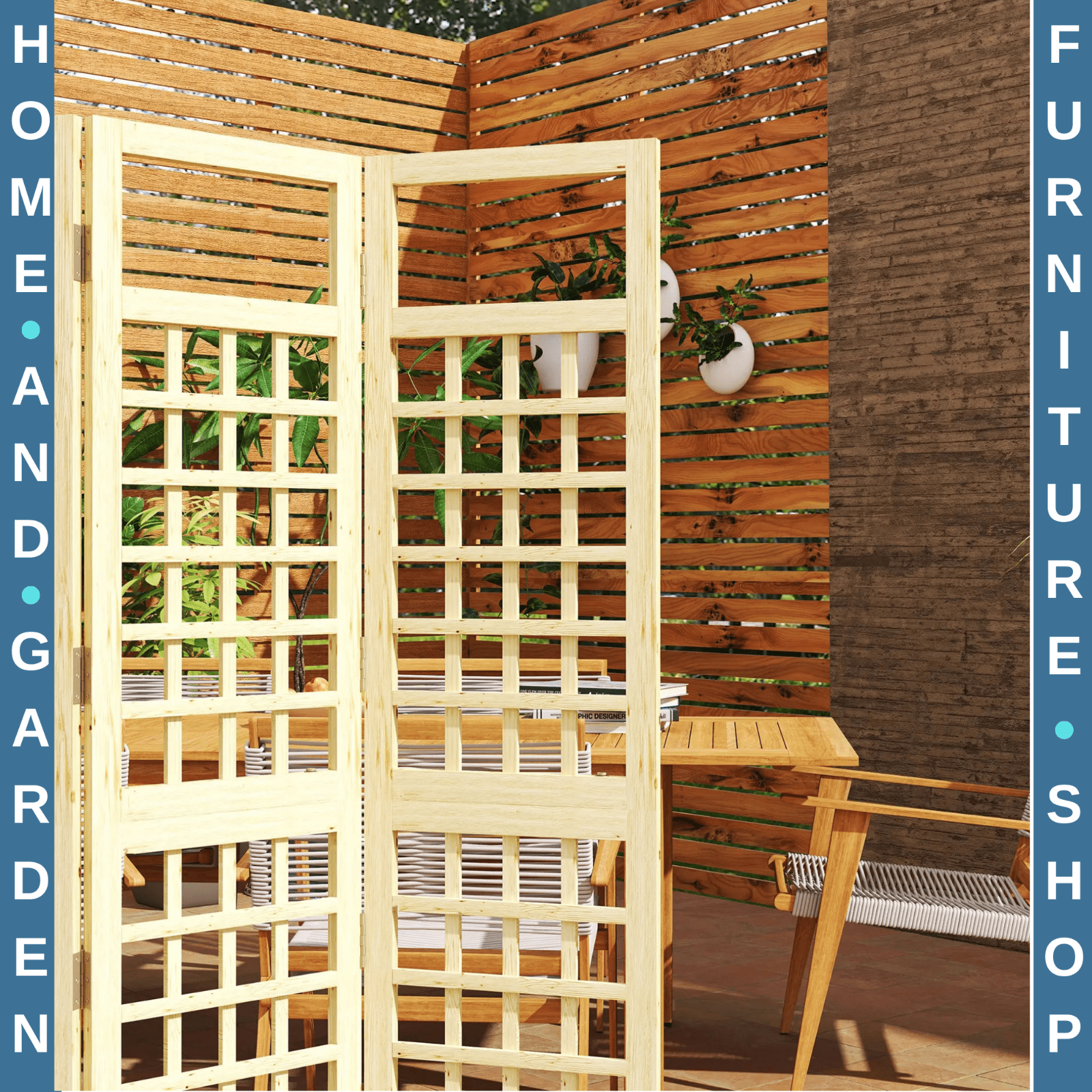 3 Panel Wood Garden Privacy Screen Foldable Freestanding Trellis Outdoor Divider - Home and Garden Furniture Shop - rustic - furniture