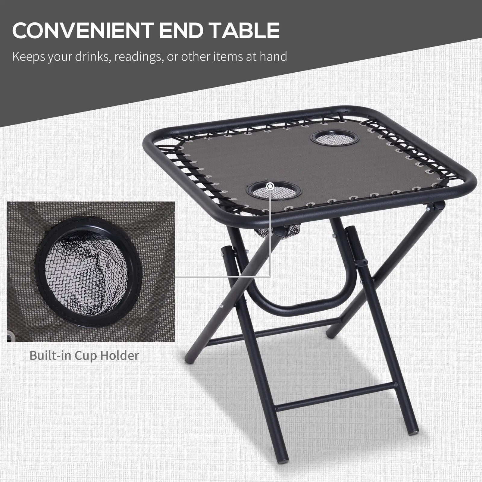3 pcs Zero Gravity Chairs Lounger with Side Table Outdoor Steel Frame Dark Grey - Home and Garden Furniture Shop - #rustic - furniture#