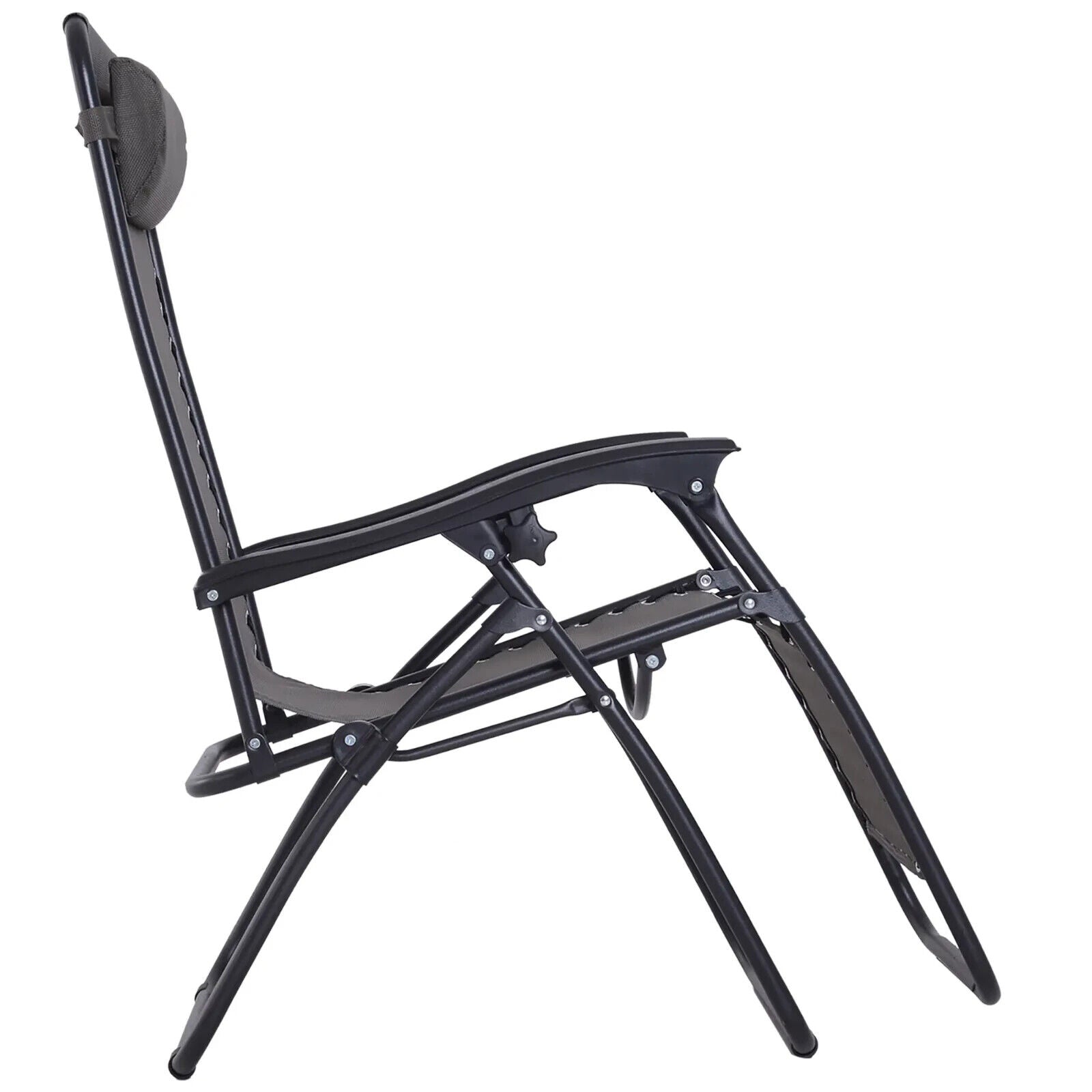 3 pcs Zero Gravity Chairs Lounger with Side Table Outdoor Steel Frame Dark Grey - Home and Garden Furniture Shop - #rustic - furniture#