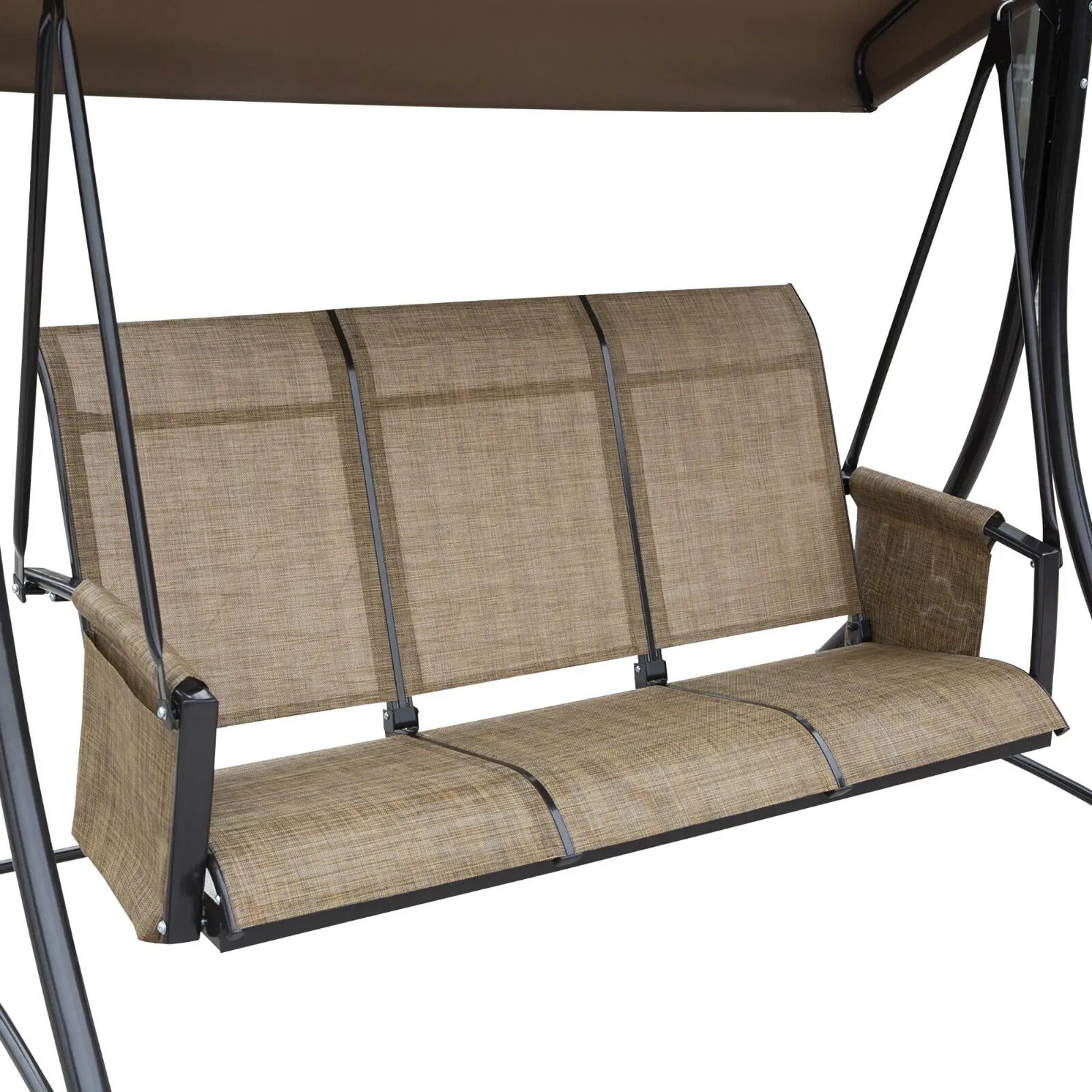 3 Person Outdoor Swing Chair with High Back Side Pockets and Adjustable Canopy - Home and Garden Furniture Shop - rustic - furniture