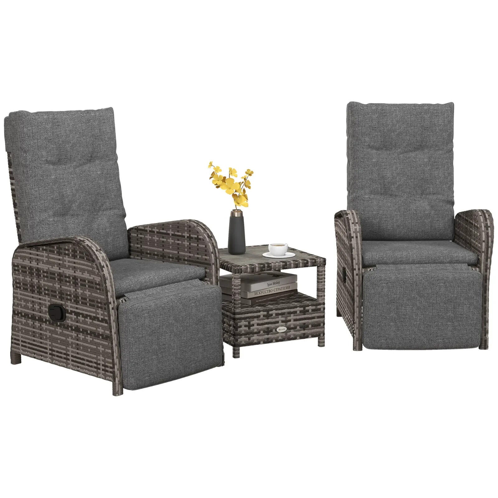 3 - Piece 2 Seater Rattan Bistro Set with Cushions - Outdoor Garden Furniture - Home and Garden Furniture Shop - #rustic - furniture#