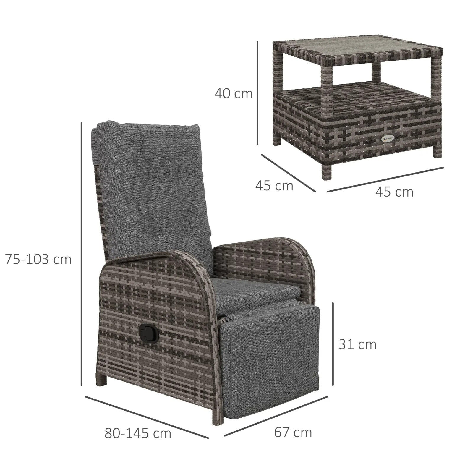 3 - Piece 2 Seater Rattan Bistro Set with Cushions - Outdoor Garden Furniture - Home and Garden Furniture Shop - #rustic - furniture#