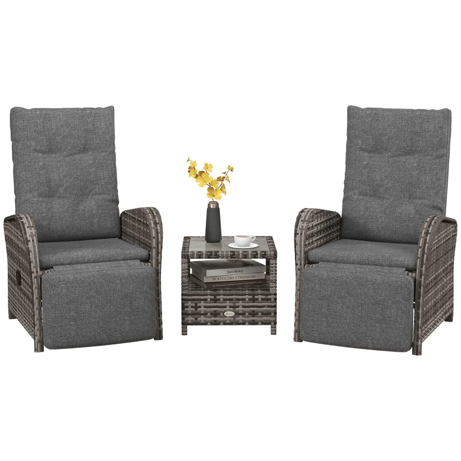 3 - Piece 2 Seater Rattan Bistro Set with Cushions - Outdoor Garden Furniture - Home and Garden Furniture Shop - #rustic - furniture#