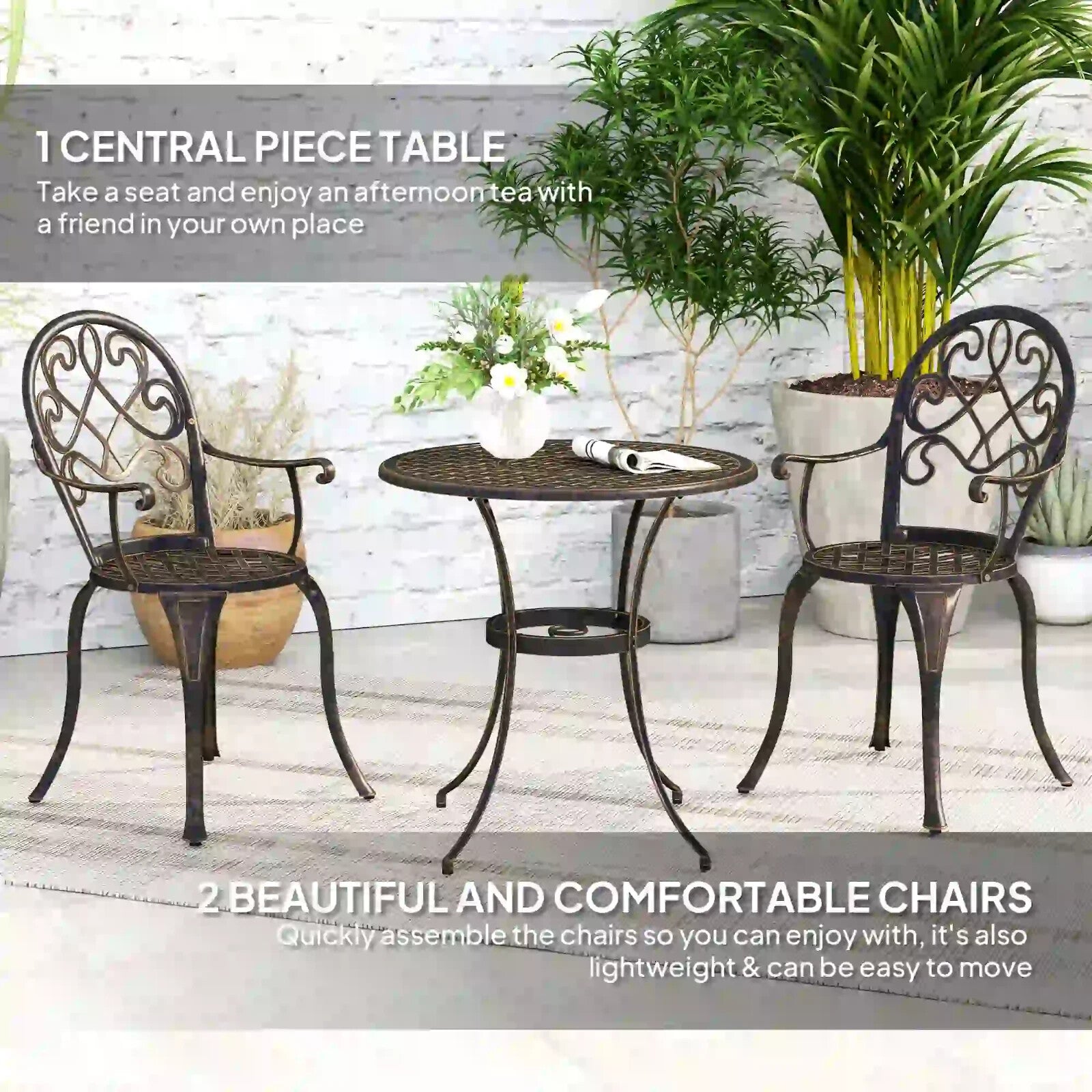 3 Piece Aluminium Bistro Set for 2 Garden Patio Table & Chairs Outdoor Furniture - Home and Garden Furniture Shop - rustic - furniture