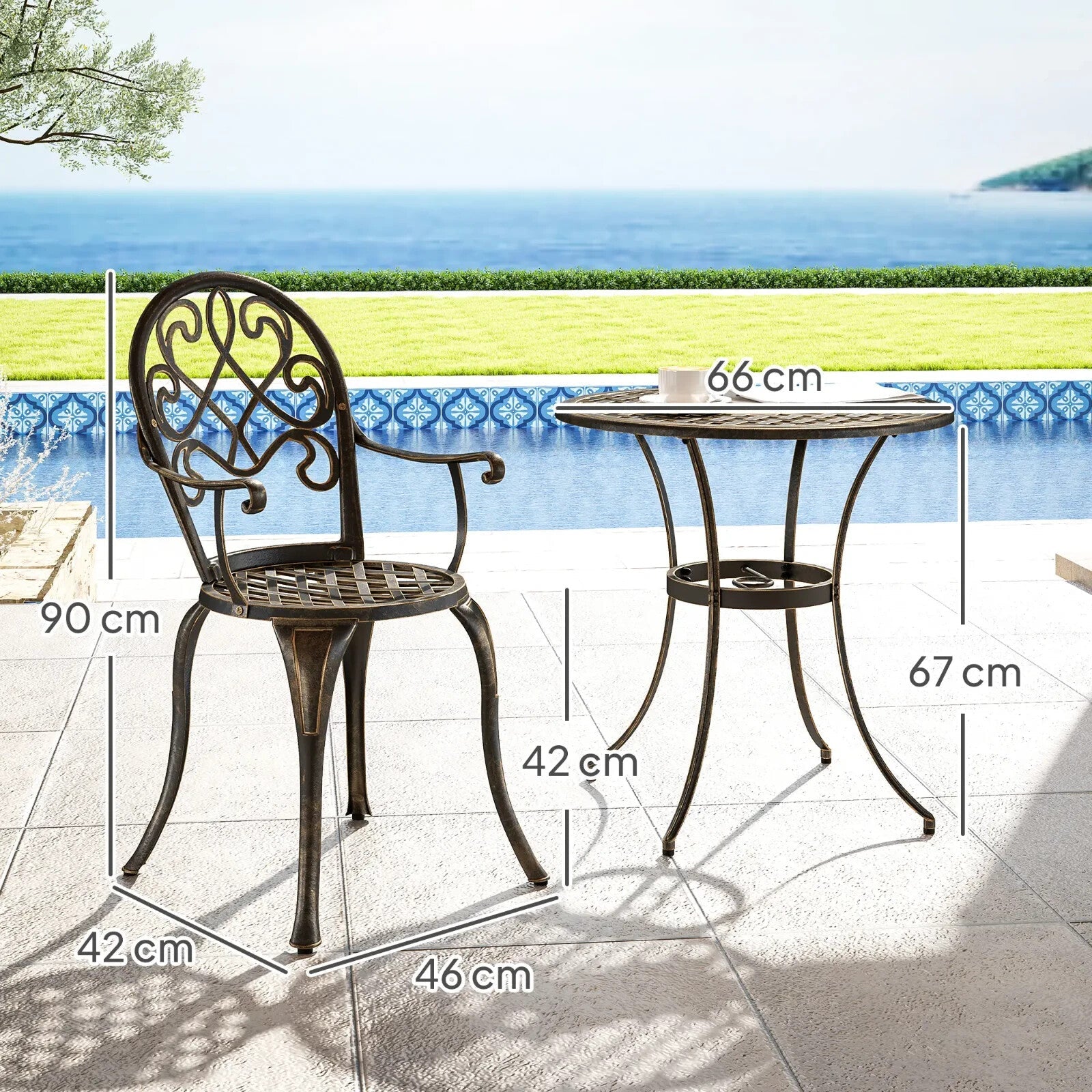 3 Piece Aluminium Bistro Set for 2 Garden Patio Table & Chairs Outdoor Furniture - Home and Garden Furniture Shop - rustic - furniture