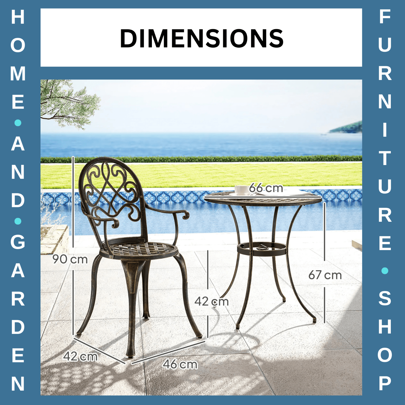 3 Piece Aluminium Bistro Set for 2 Garden Patio Table & Chairs Outdoor Furniture - Home and Garden Furniture Shop - rustic - furniture