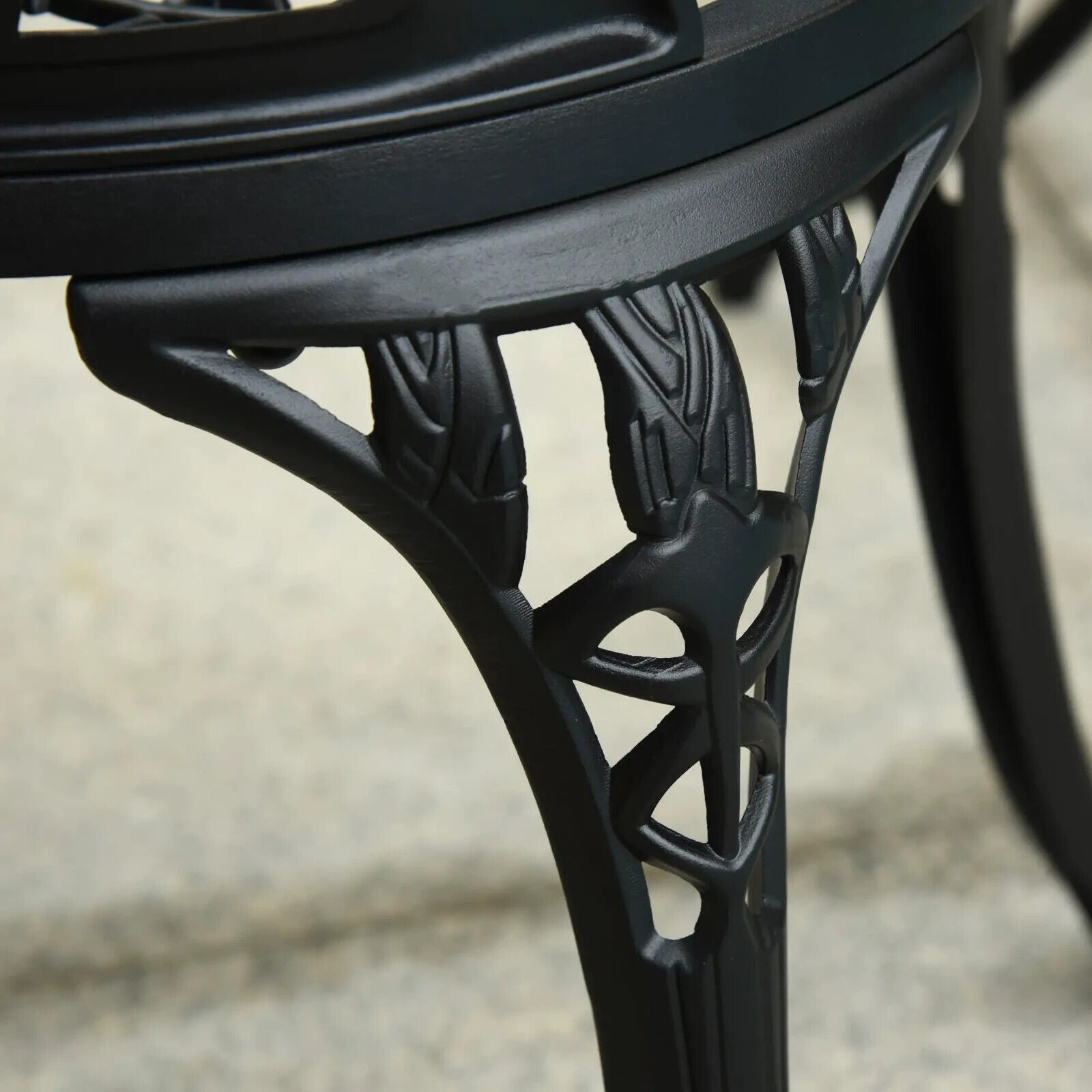 3 Piece Aluminium Bistro Set Garden Patio Table & Chair with Umbrella Hole Black - Home and Garden Furniture Shop - #rustic - furniture#