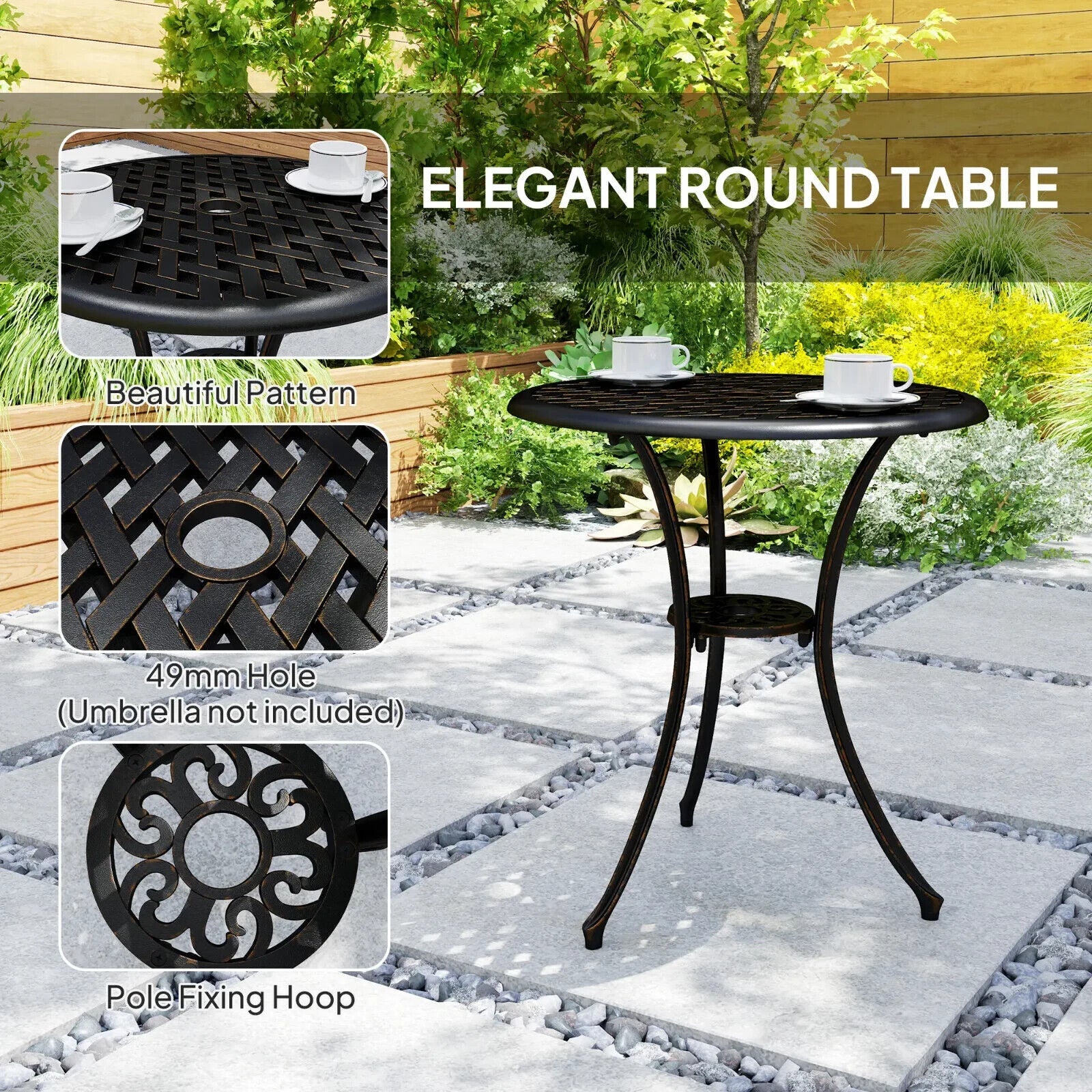 3 - Piece Aluminium Garden Bistro Set with Umbrella Hole - Outdoor Furniture - Home and Garden Furniture Shop - #rustic - furniture#