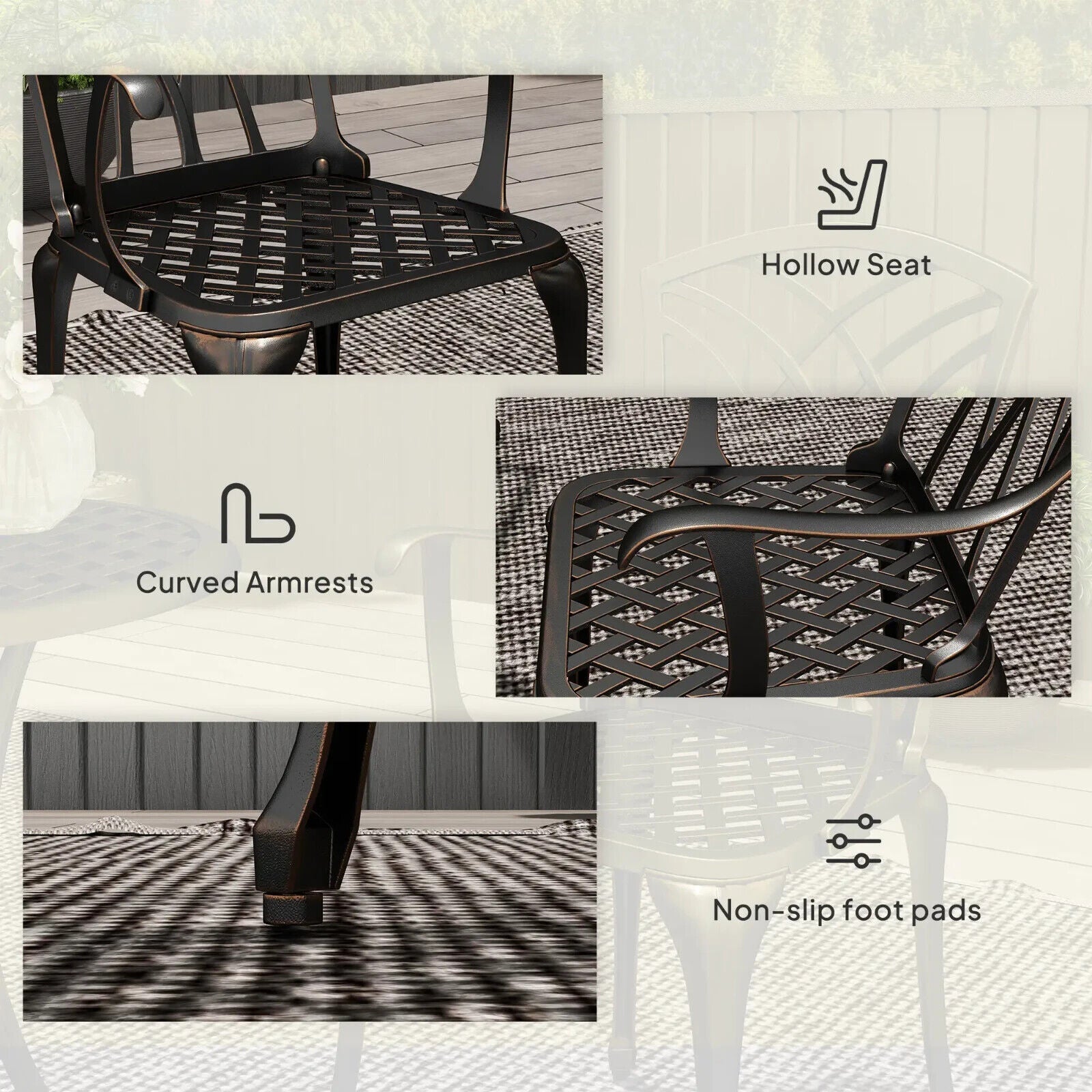 3 - Piece Aluminium Garden Bistro Set with Umbrella Hole - Outdoor Furniture - Home and Garden Furniture Shop - #rustic - furniture#