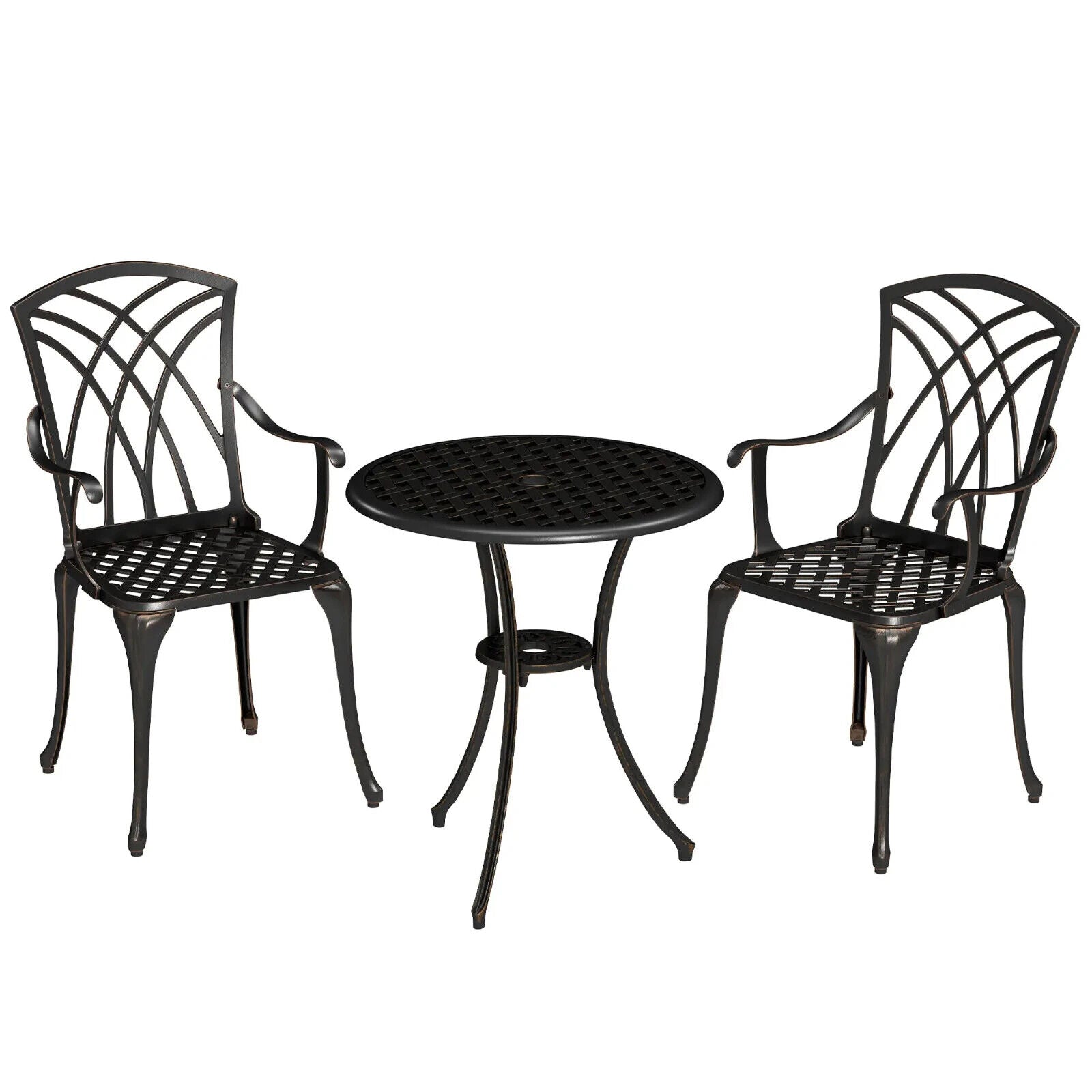 3 - Piece Aluminium Garden Bistro Set with Umbrella Hole - Outdoor Furniture - Home and Garden Furniture Shop - #rustic - furniture#