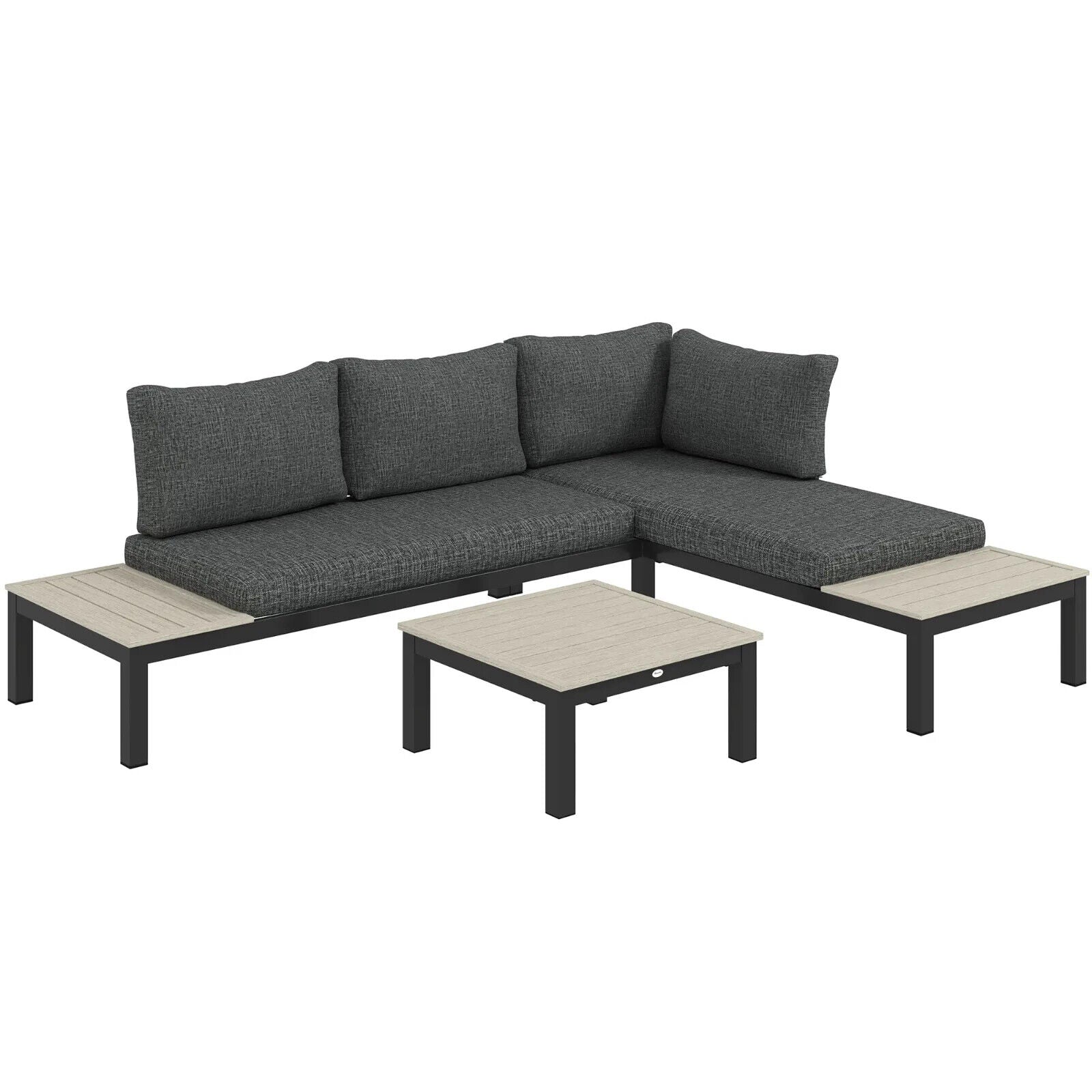 3 Piece Aluminium Garden Corner Sofa Set w/ 2 Loveseats and Coffee Table Outdoor - Home and Garden Furniture Shop - #rustic - furniture#