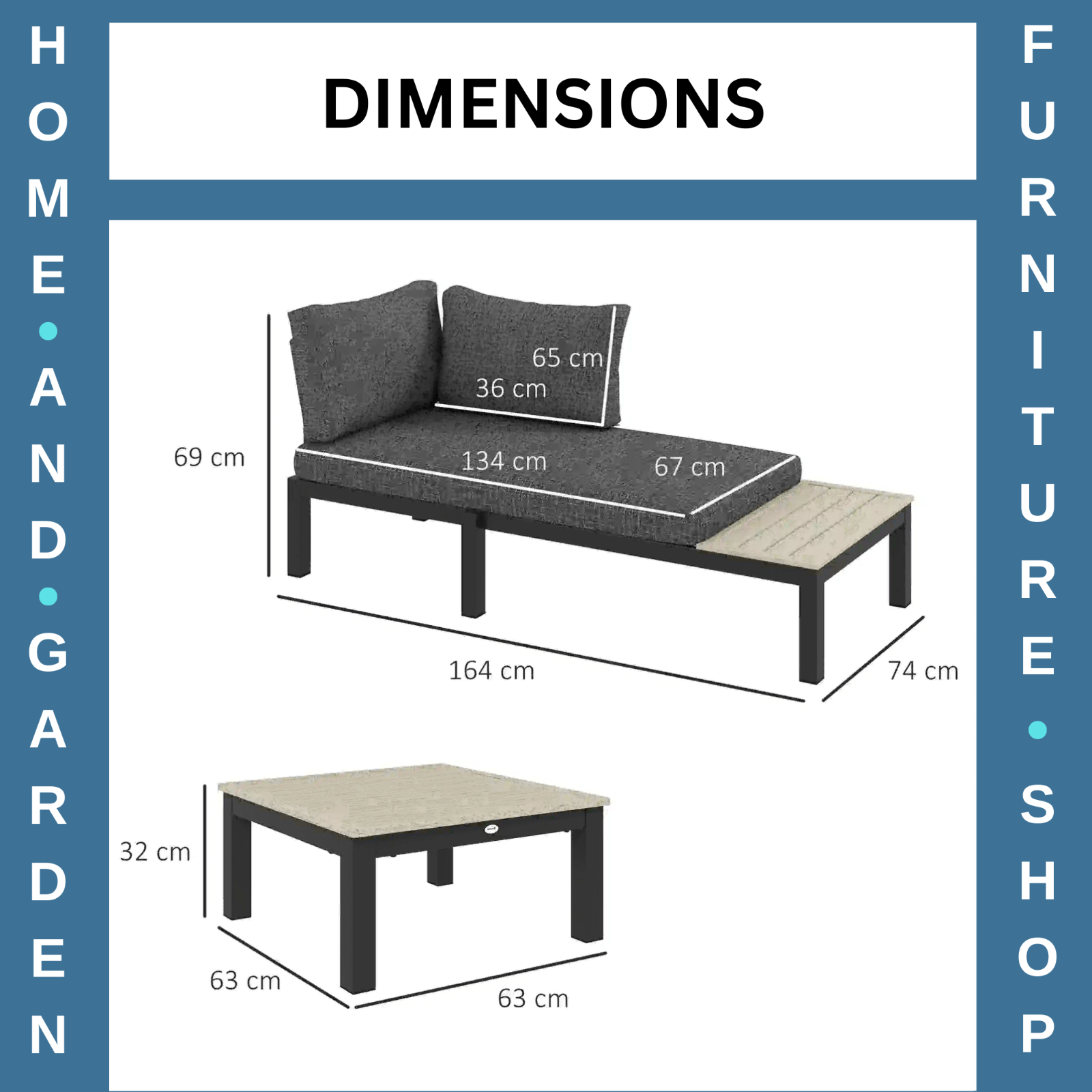 3 Piece Aluminium Garden Corner Sofa Set w/ 2 Loveseats and Coffee Table Outdoor - Home and Garden Furniture Shop - rustic - furniture