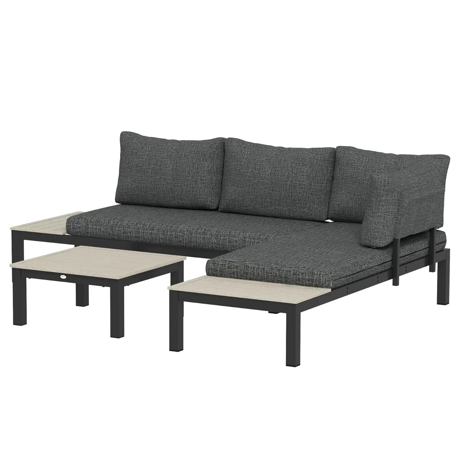 3 Piece Aluminium Garden Corner Sofa Set w/ 2 Loveseats and Coffee Table Outdoor - Home and Garden Furniture Shop - #rustic - furniture#