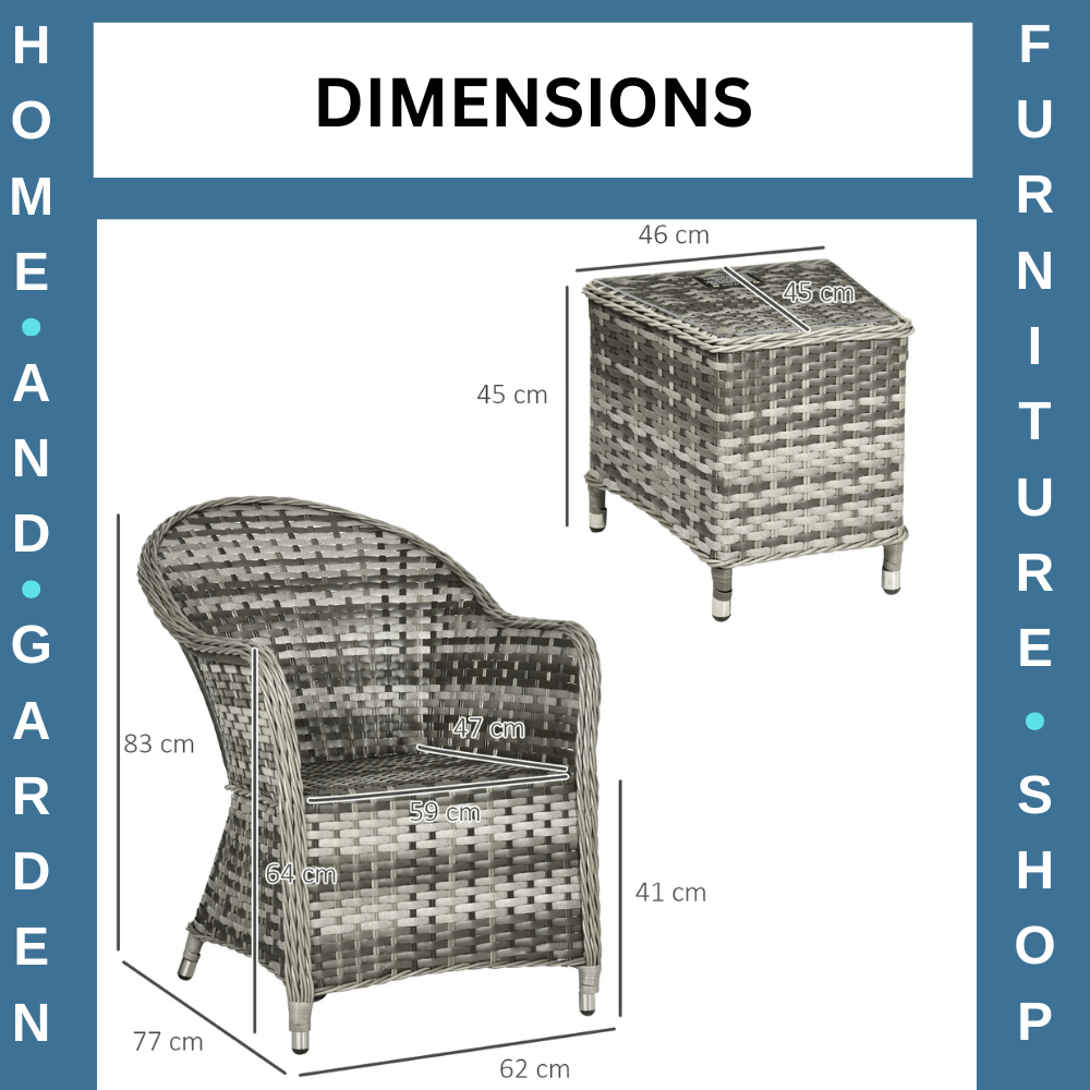 3 - Piece Aluminium Rattan Bistro Set with Soft Cushions and Glass - Top Table - Home and Garden Furniture Shop - #rustic - furniture#