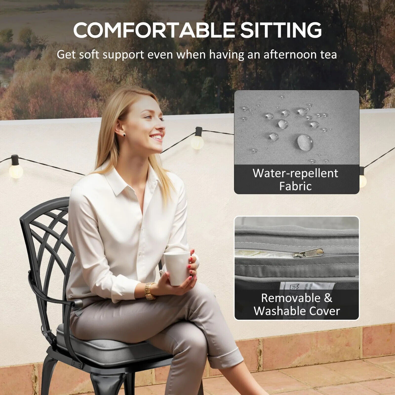 3 Piece Cast Aluminium Bistro Set Garden Table & Chairs with Parasol Hole Black - Home and Garden Furniture Shop - #rustic - furniture#