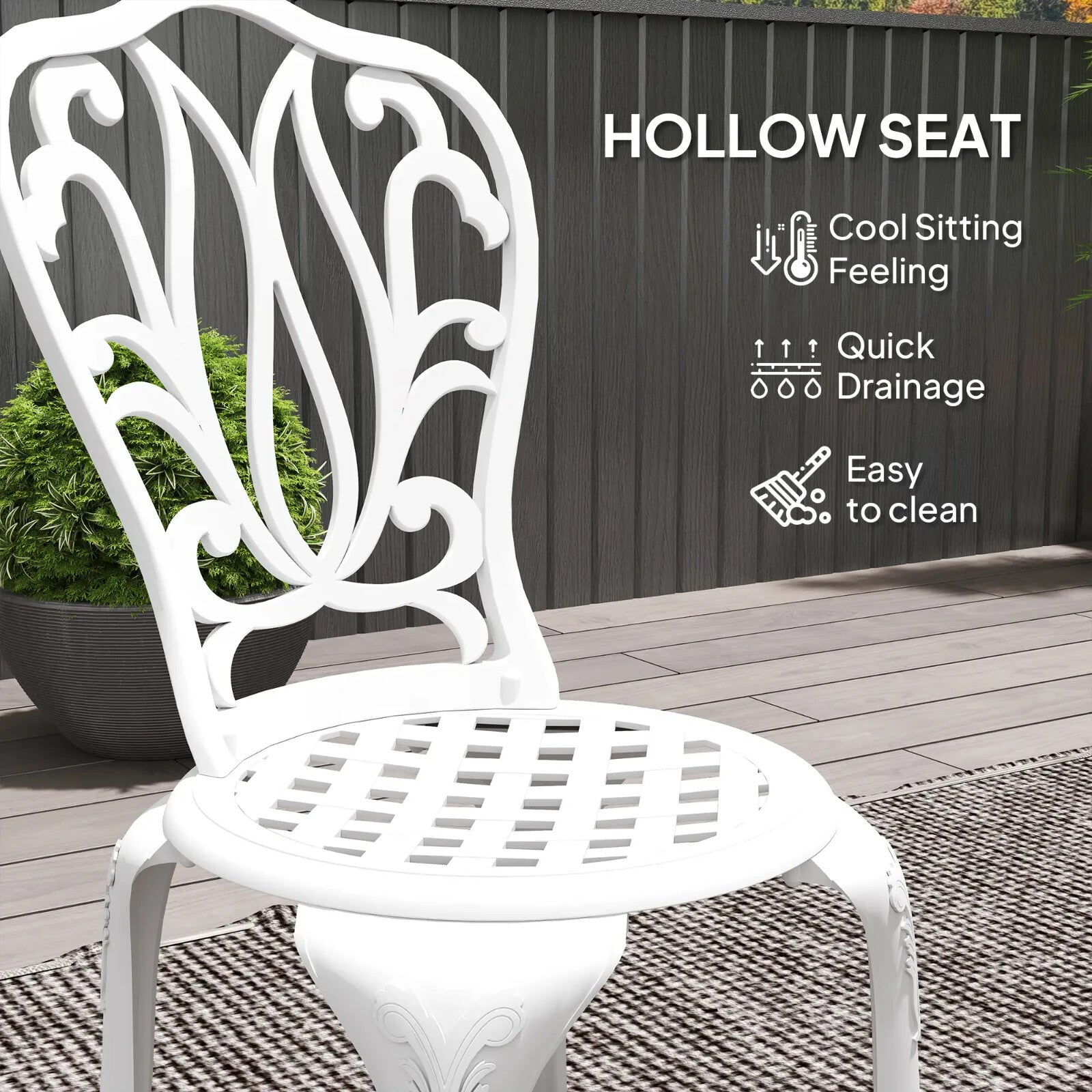 3 - Piece Cast Aluminium Garden Bistro Set Furniture with Umbrella Hole White - Home and Garden Furniture Shop - rustic - furniture