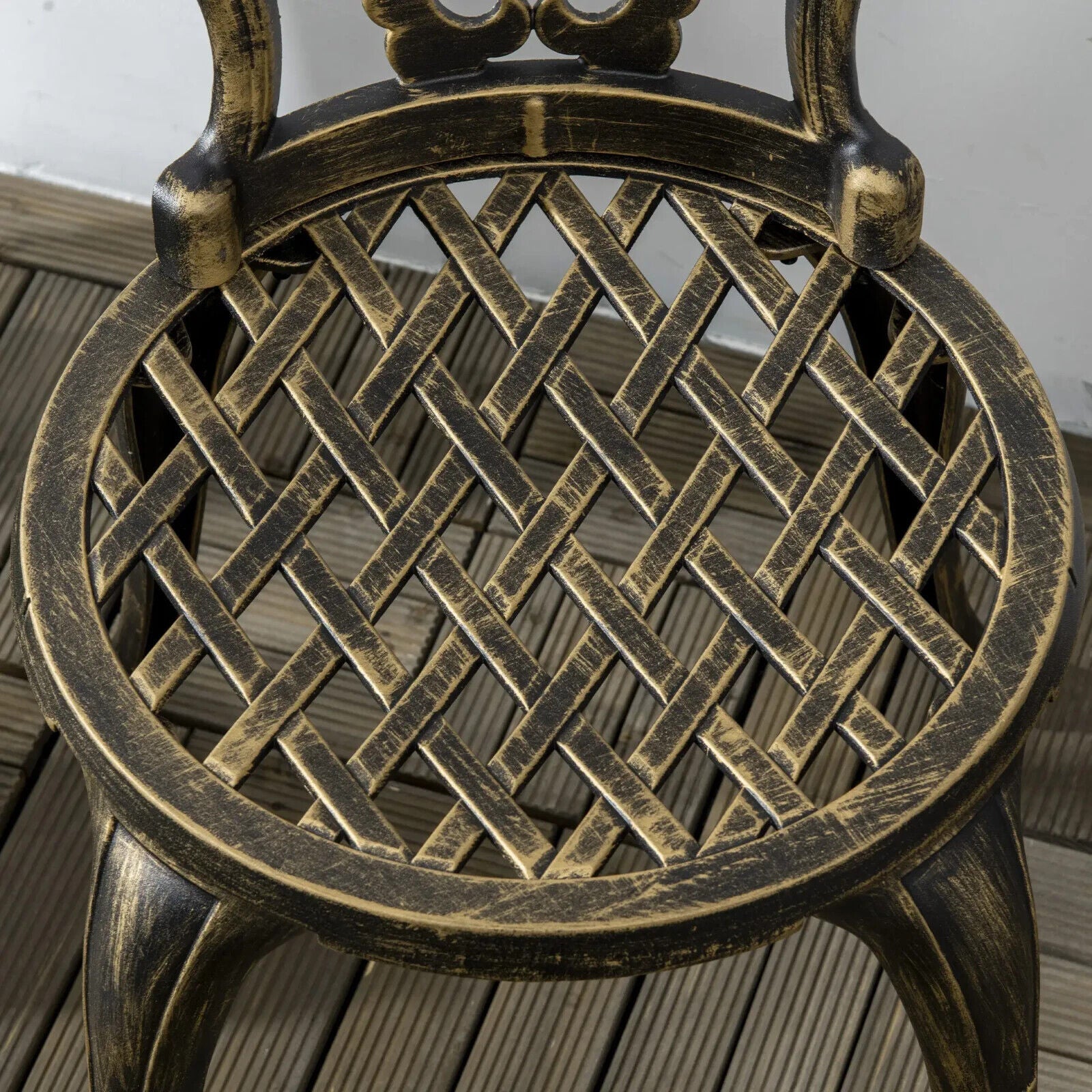 3 Piece Cast Aluminium Garden Bistro Set Outdoor Table Chair Parasol Hole Bronze - Home and Garden Furniture Shop - #rustic - furniture#