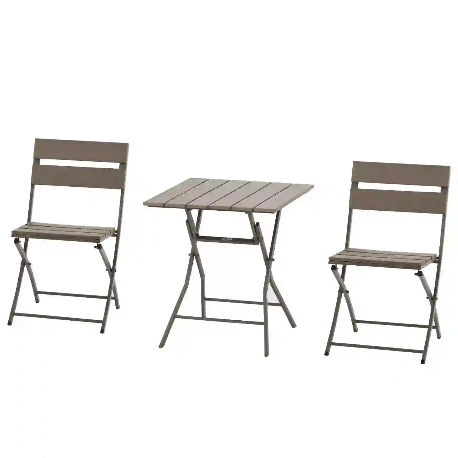 3 Piece Foldable Garden Bistro Set with Table and Chairs for Patio Balcony Grey - Home and Garden Furniture Shop - #rustic - furniture#