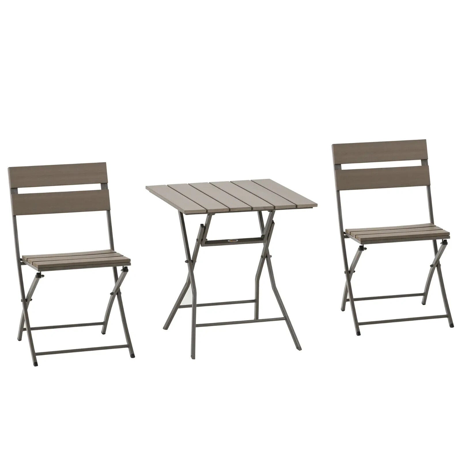 3 Piece Foldable Garden Bistro Set with Table and Chairs for Patio Balcony Grey - Home and Garden Furniture Shop - #rustic - furniture#
