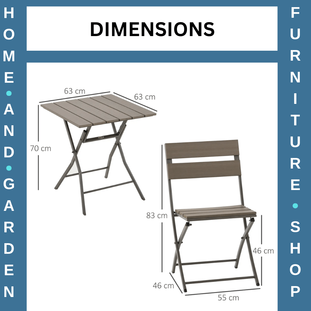 3 Piece Foldable Garden Bistro Set with Table and Chairs for Patio Balcony Grey - Home and Garden Furniture Shop - #rustic - furniture#