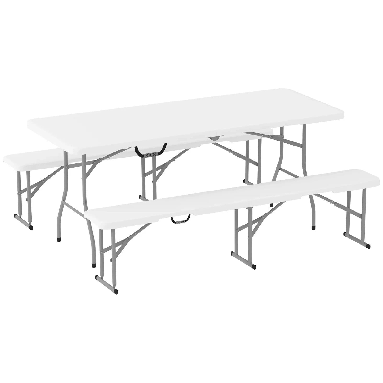3 Piece Folding Picnic Table Bench Set Portable Camping Table with Chairs Handle - Home and Garden Furniture Shop - rustic - furniture