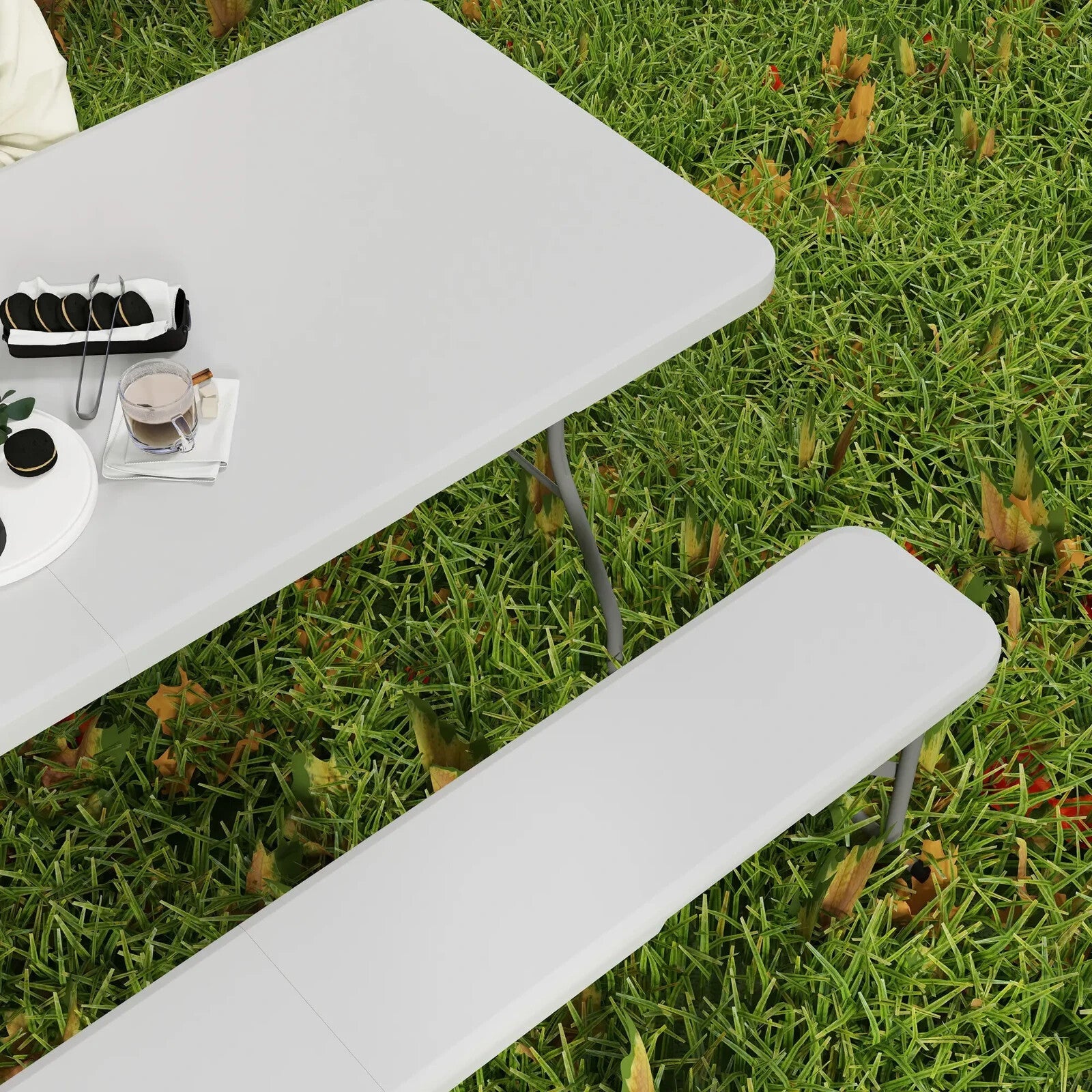 3 Piece Folding Picnic Table Bench Set Portable Camping Table with Chairs Handle - Home and Garden Furniture Shop - rustic - furniture