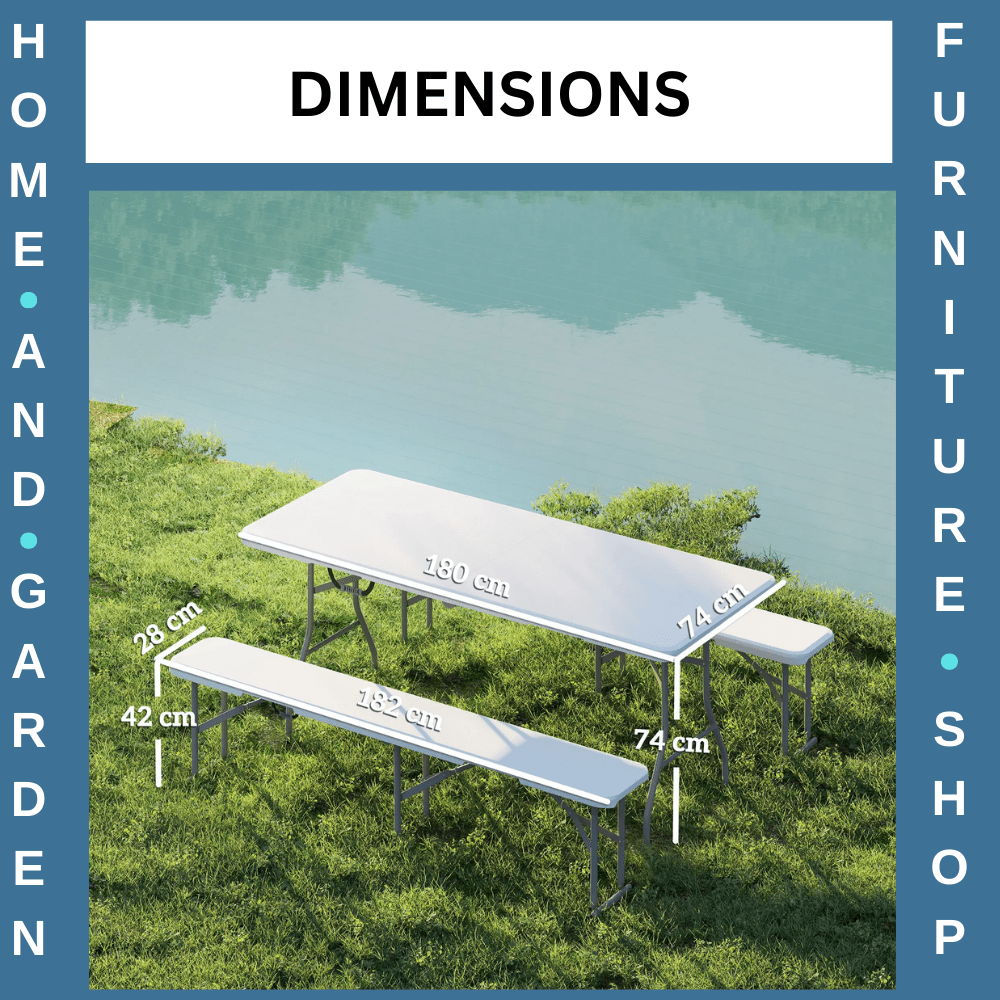 3 Piece Folding Picnic Table Bench Set Portable Camping Table with Chairs Handle - Home and Garden Furniture Shop - rustic - furniture
