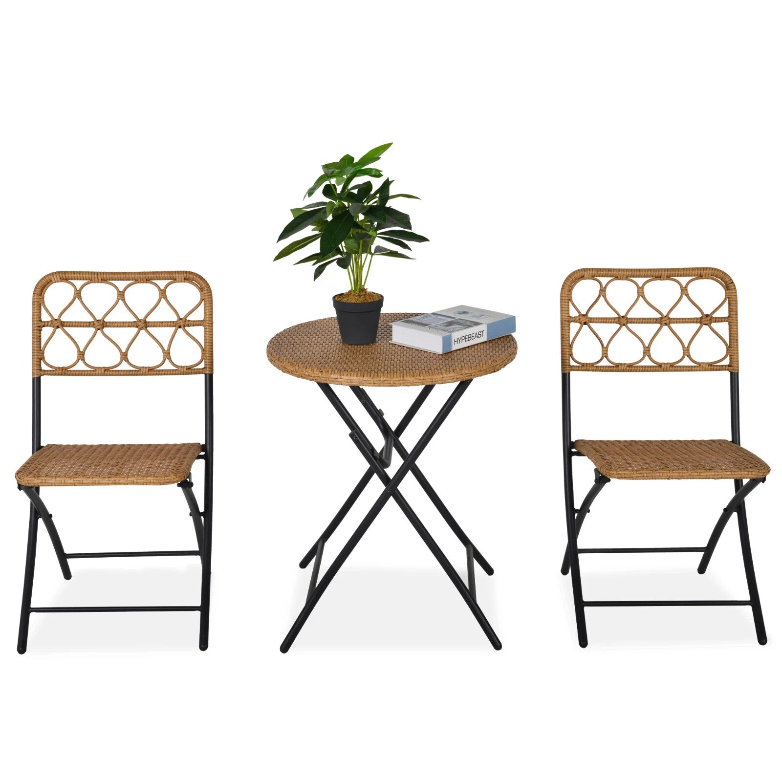 3 - Piece Folding Rattan Wicker Bistro Set – Coffee Table and Chairs - Home and Garden Furniture Shop - rustic - furniture