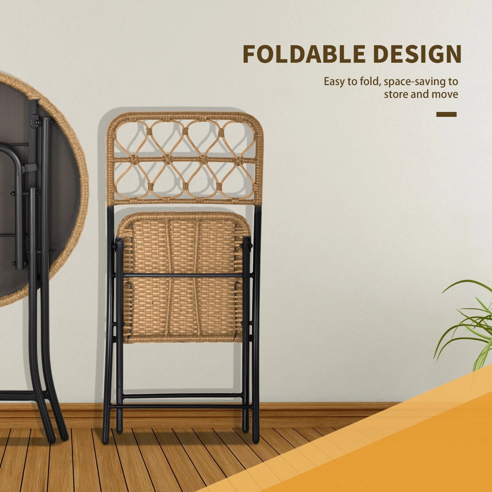 3 - Piece Folding Rattan Wicker Bistro Set – Coffee Table and Chairs - Home and Garden Furniture Shop - rustic - furniture