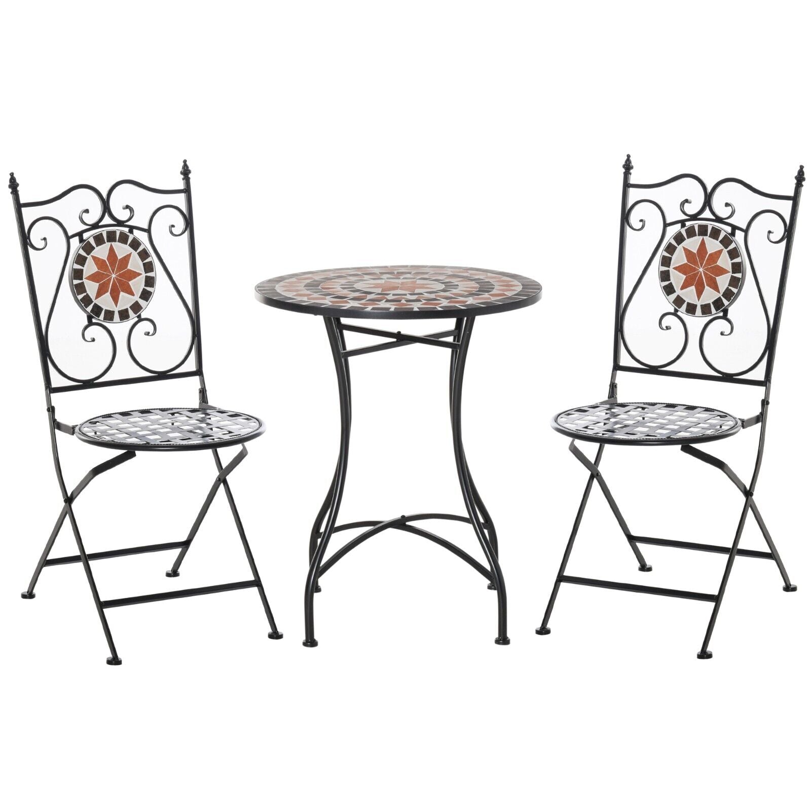 3 Piece Garden Bistro Set with Ceramic Tile Table & Foldable Chairs for Outdoor - Home and Garden Furniture Shop - #rustic - furniture#