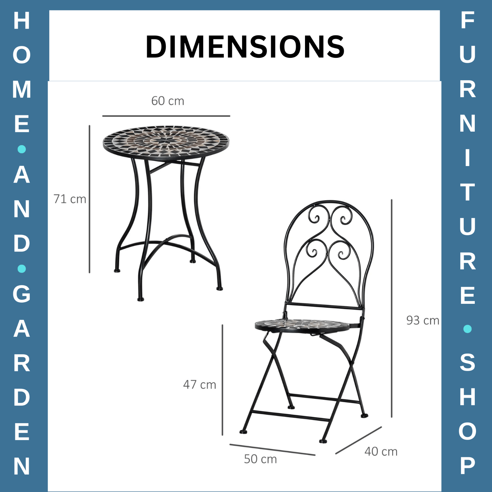 3 Piece Garden Bistro Set with Coffee Table and Folding Chairs for Patio Balcony - Home and Garden Furniture Shop - #rustic - furniture#