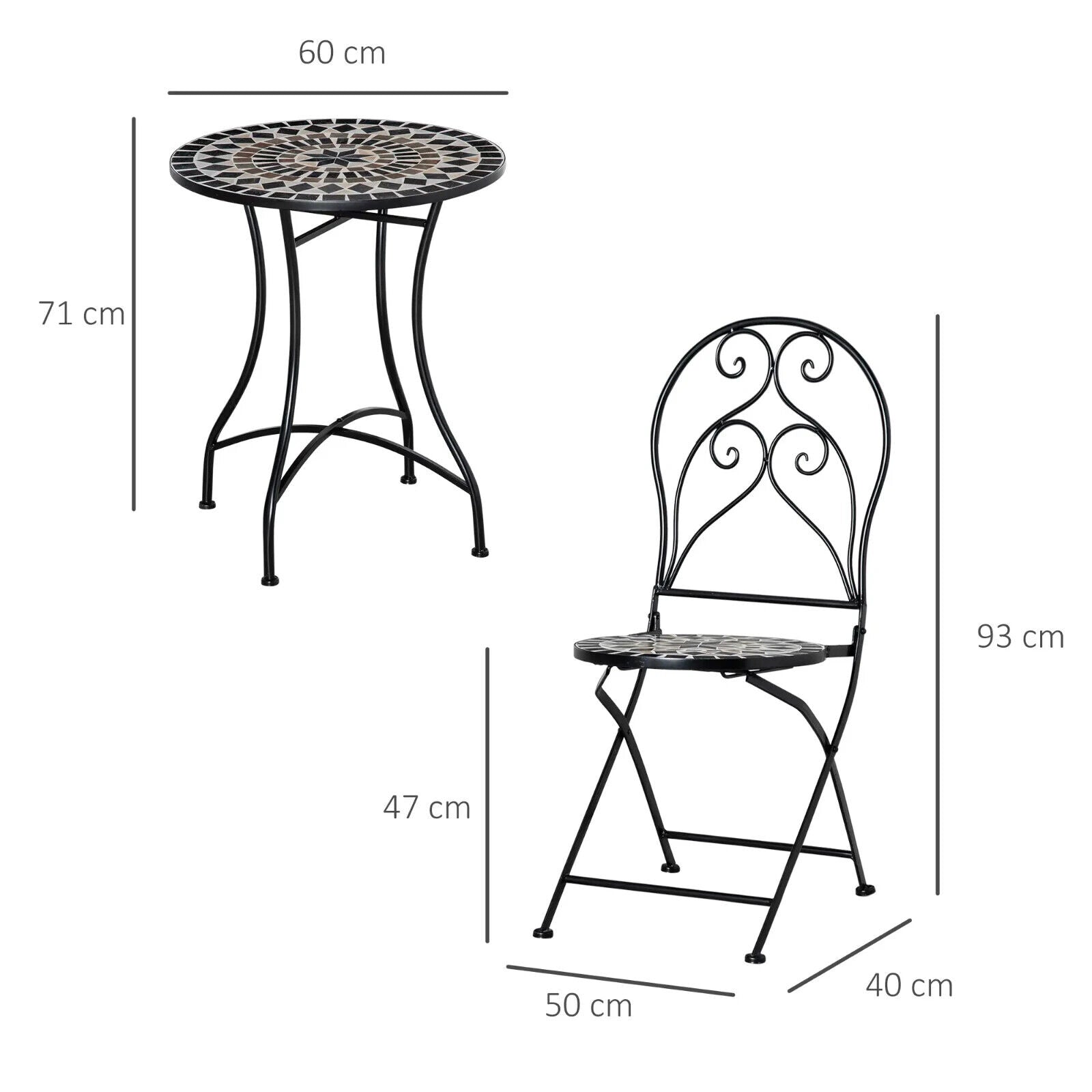 3 Piece Garden Bistro Set with Coffee Table and Folding Chairs for Patio Balcony - Home and Garden Furniture Shop - #rustic - furniture#