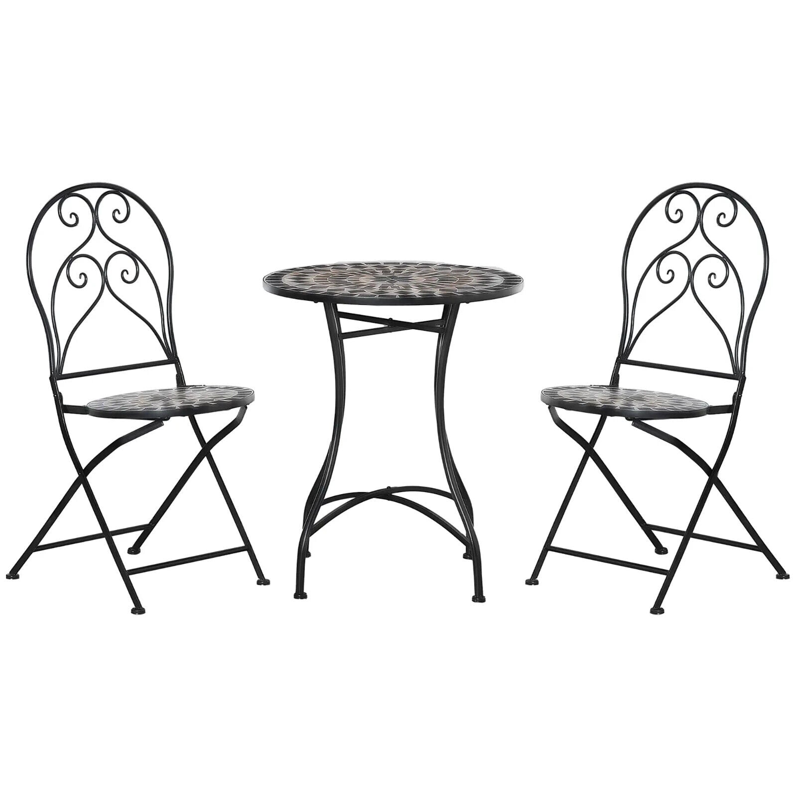 3 Piece Garden Bistro Set with Coffee Table and Folding Chairs for Patio Balcony - Home and Garden Furniture Shop - #rustic - furniture#